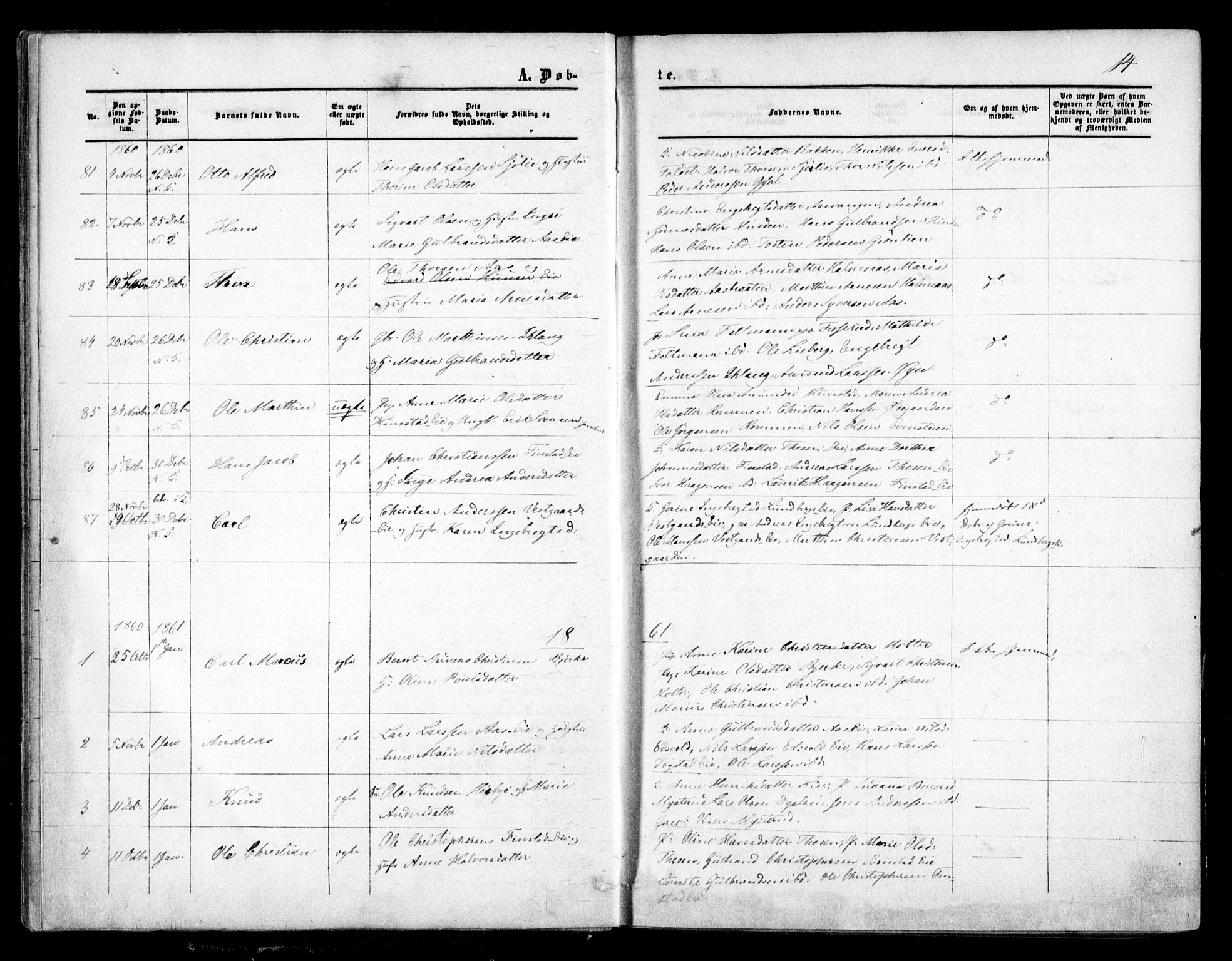 Nes prestekontor Kirkebøker, AV/SAO-A-10410/F/Fa/L0008: Parish register (official) no. I 8, 1859-1874, p. 14