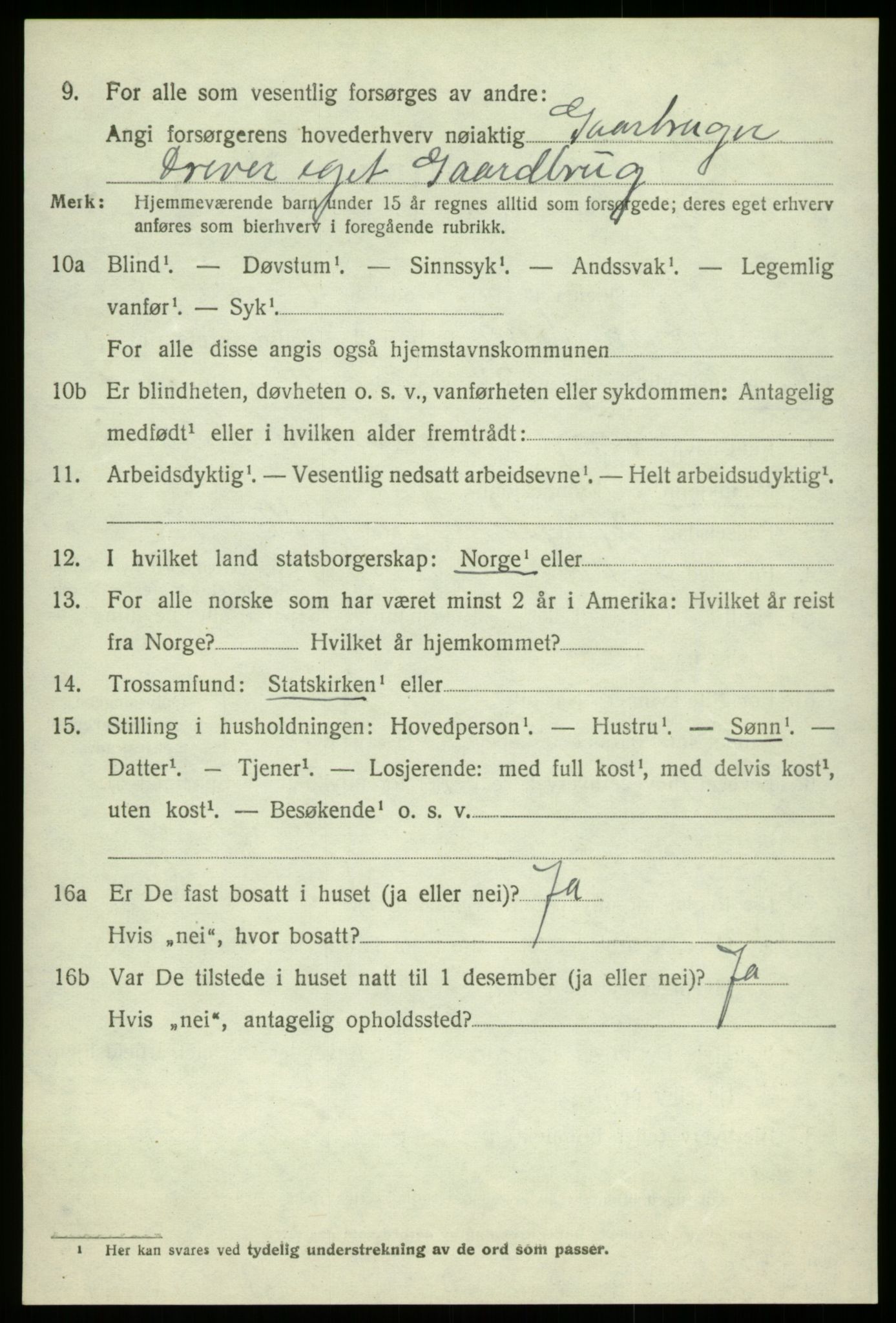 SAB, 1920 census for Kvam, 1920, p. 3150