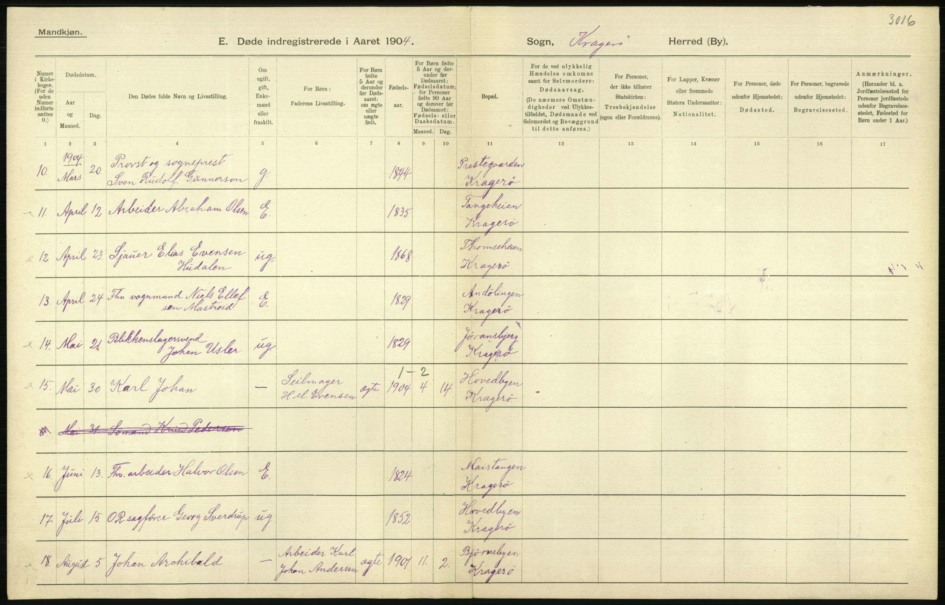 Statistisk sentralbyrå, Sosiodemografiske emner, Befolkning, AV/RA-S-2228/D/Df/Dfa/Dfab/L0009: Bratsberg amt: Fødte, gifte, døde, 1904, p. 758