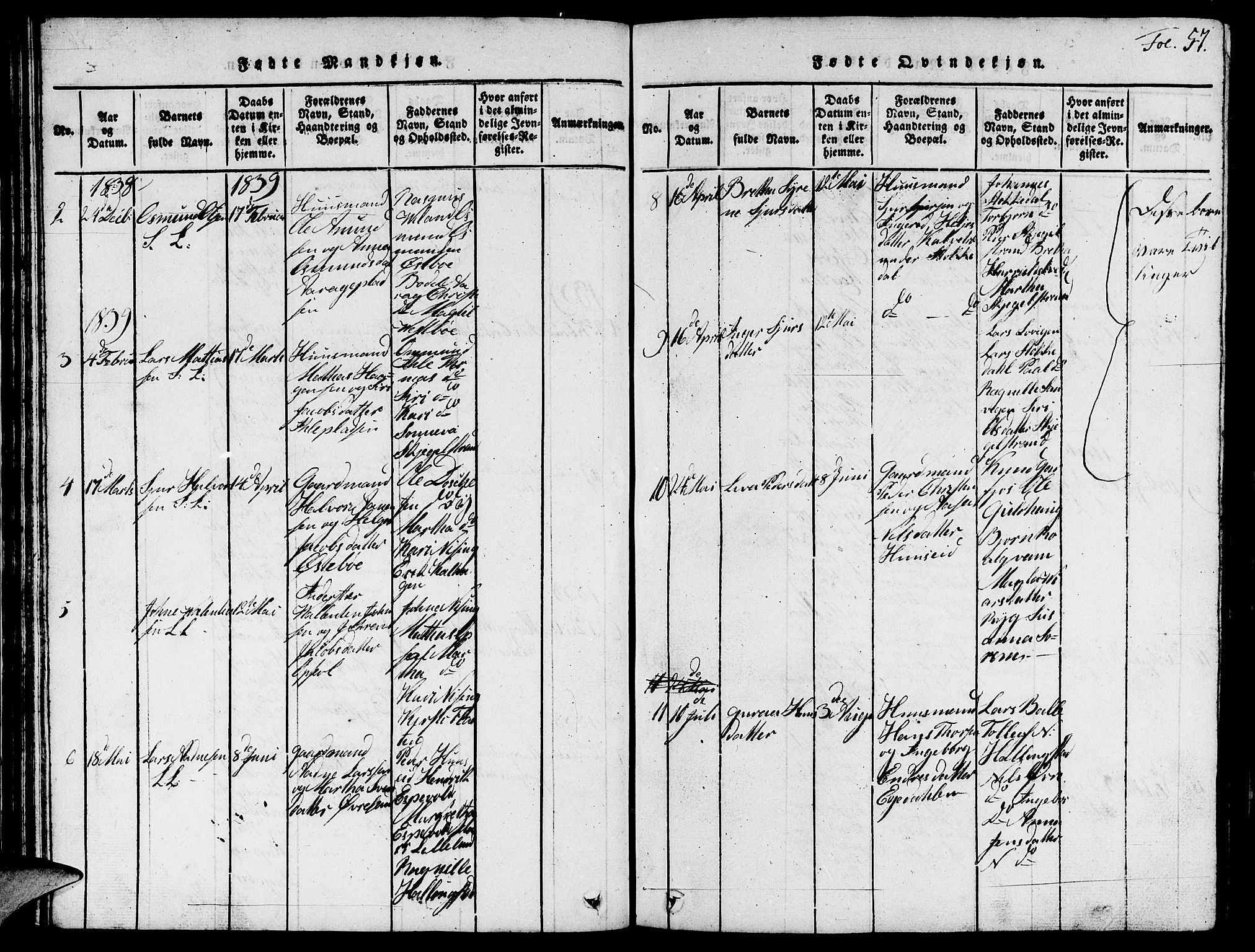 Vikedal sokneprestkontor, SAST/A-101840/01/V: Parish register (copy) no. B 1, 1816-1853, p. 57