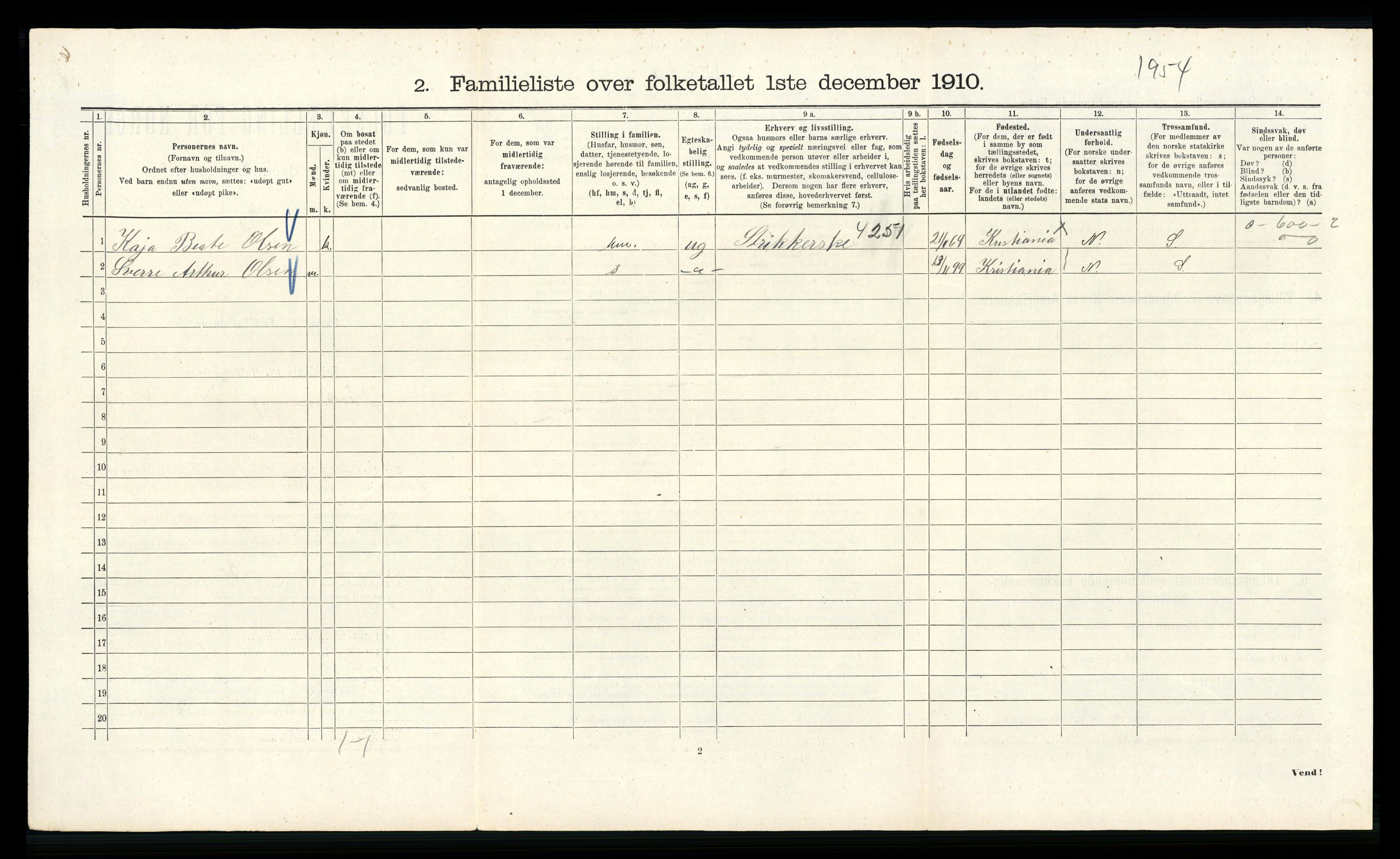 RA, 1910 census for Kristiania, 1910, p. 62730