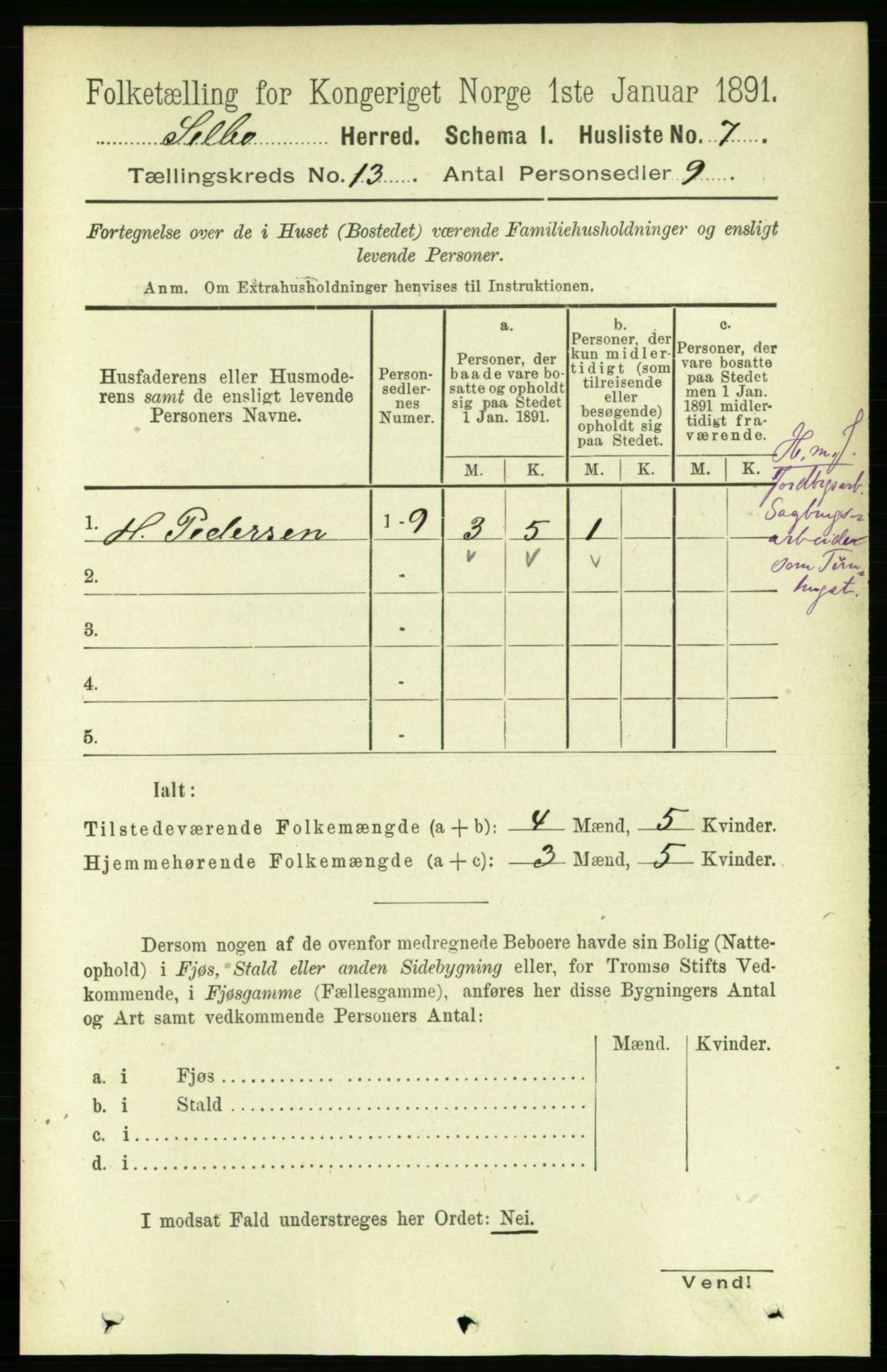 RA, 1891 census for 1664 Selbu, 1891, p. 4543