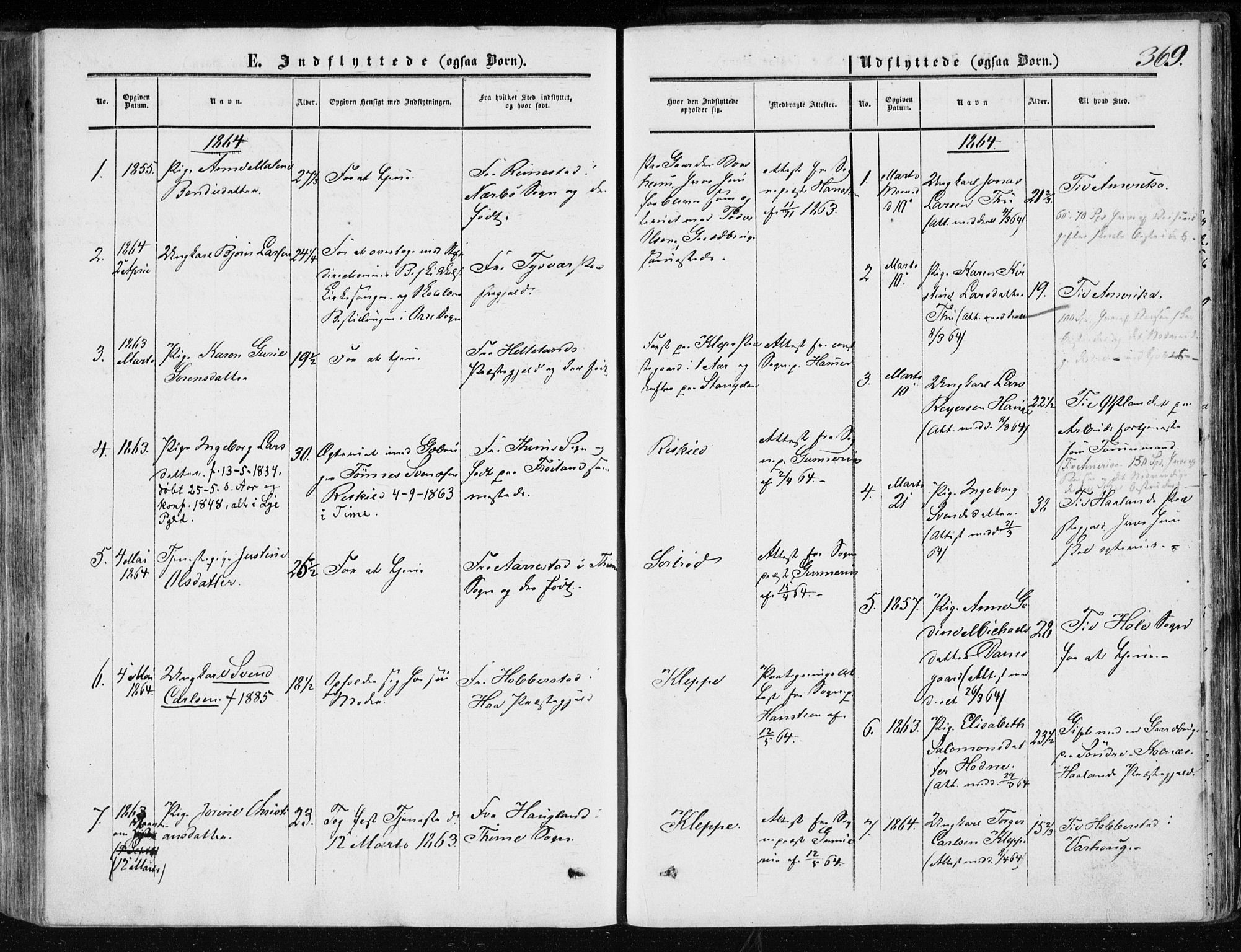 Klepp sokneprestkontor, SAST/A-101803/001/3/30BA/L0005: Parish register (official) no. A 5, 1853-1870, p. 369