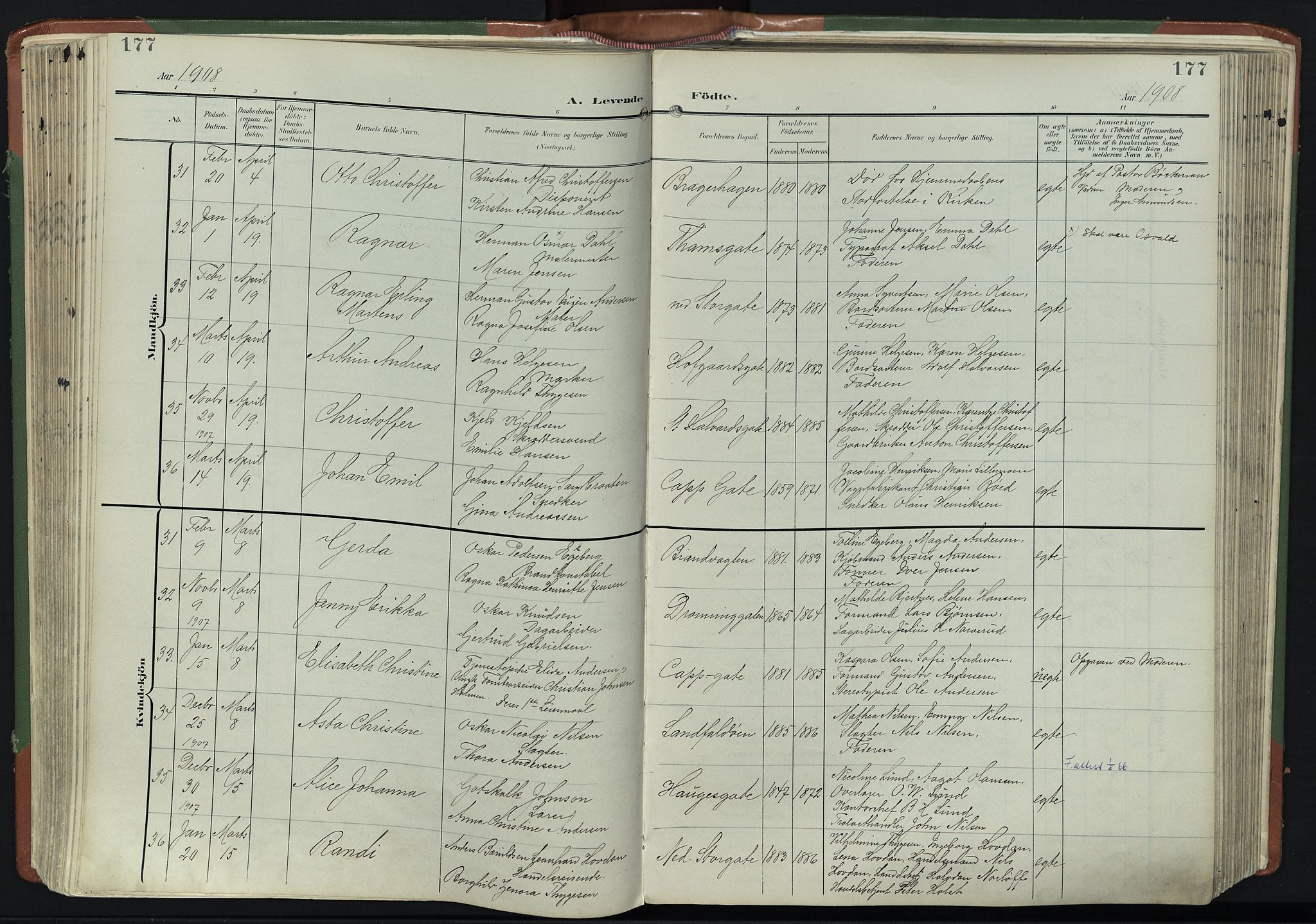 Bragernes kirkebøker, SAKO/A-6/F/Fb/L0009: Parish register (official) no. II 9, 1902-1911, p. 177