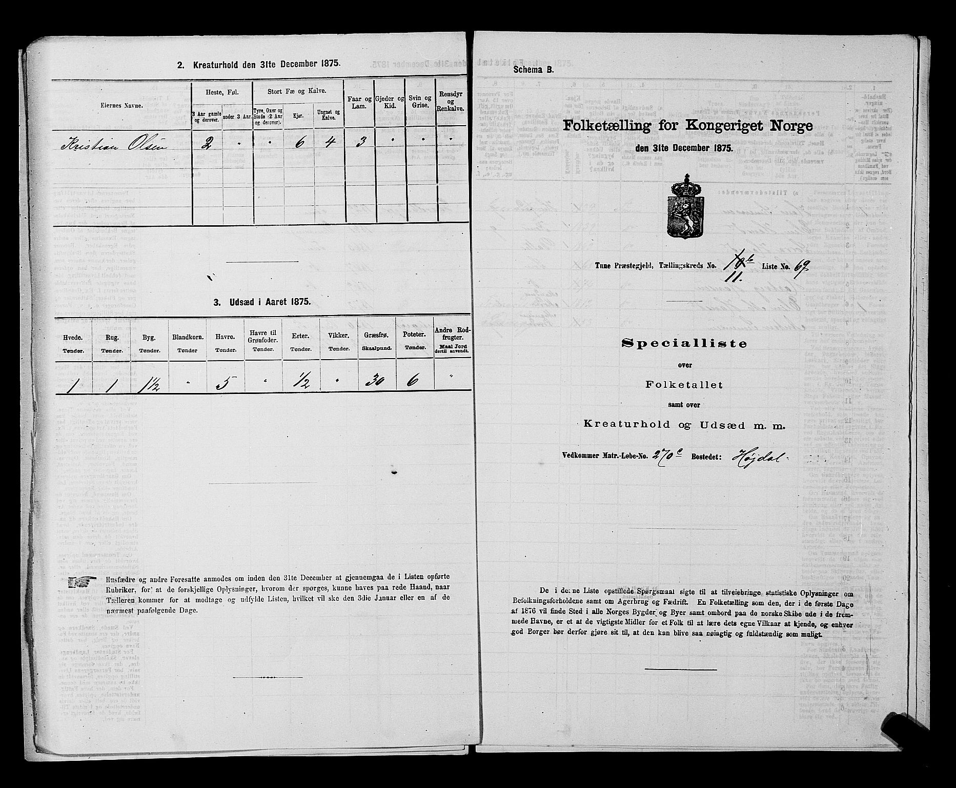 RA, 1875 census for 0130P Tune, 1875, p. 1854