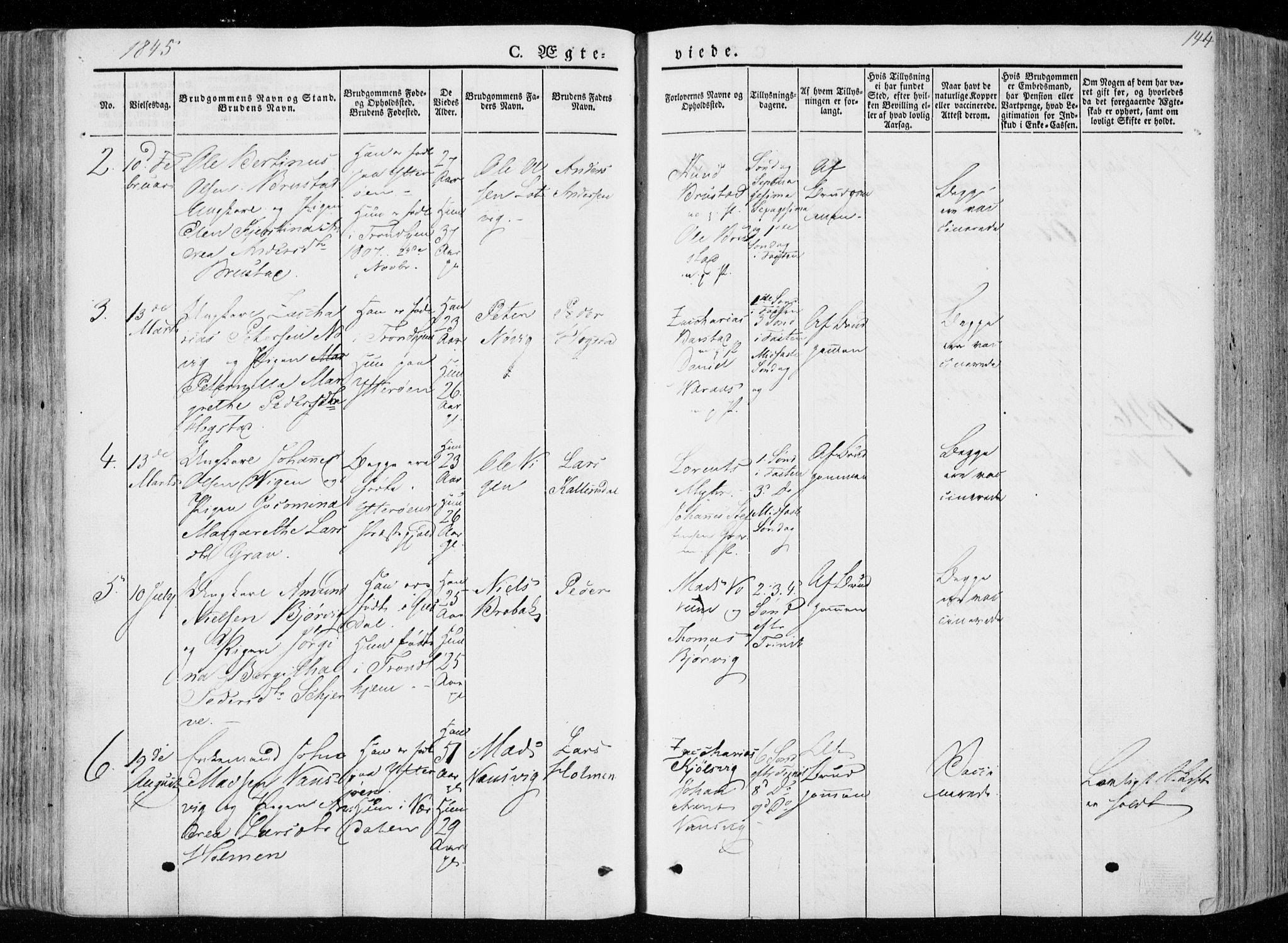 Ministerialprotokoller, klokkerbøker og fødselsregistre - Nord-Trøndelag, SAT/A-1458/722/L0218: Parish register (official) no. 722A05, 1843-1868, p. 144