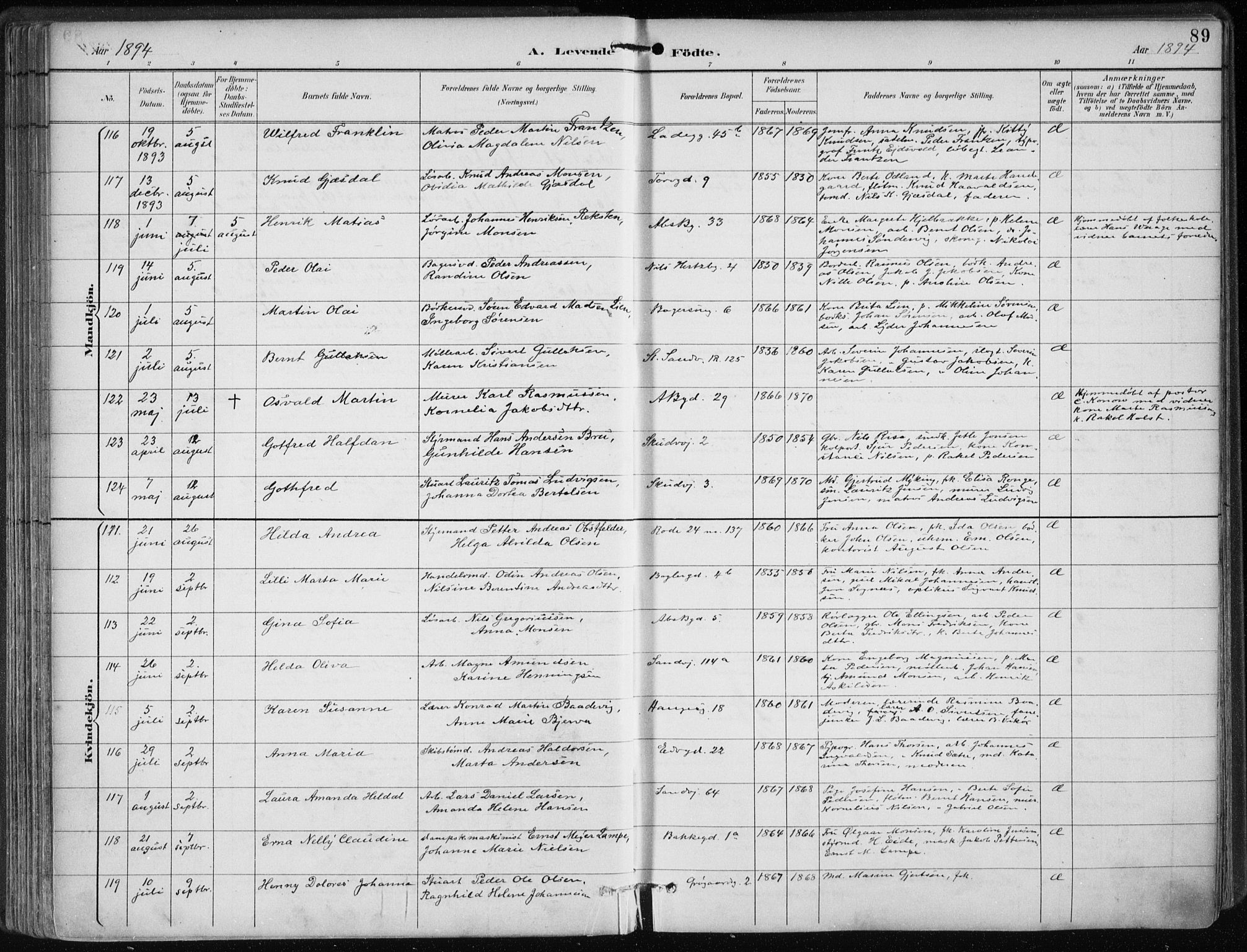 Sandviken Sokneprestembete, SAB/A-77601/H/Ha/L0005: Parish register (official) no. B 2, 1891-1901, p. 89