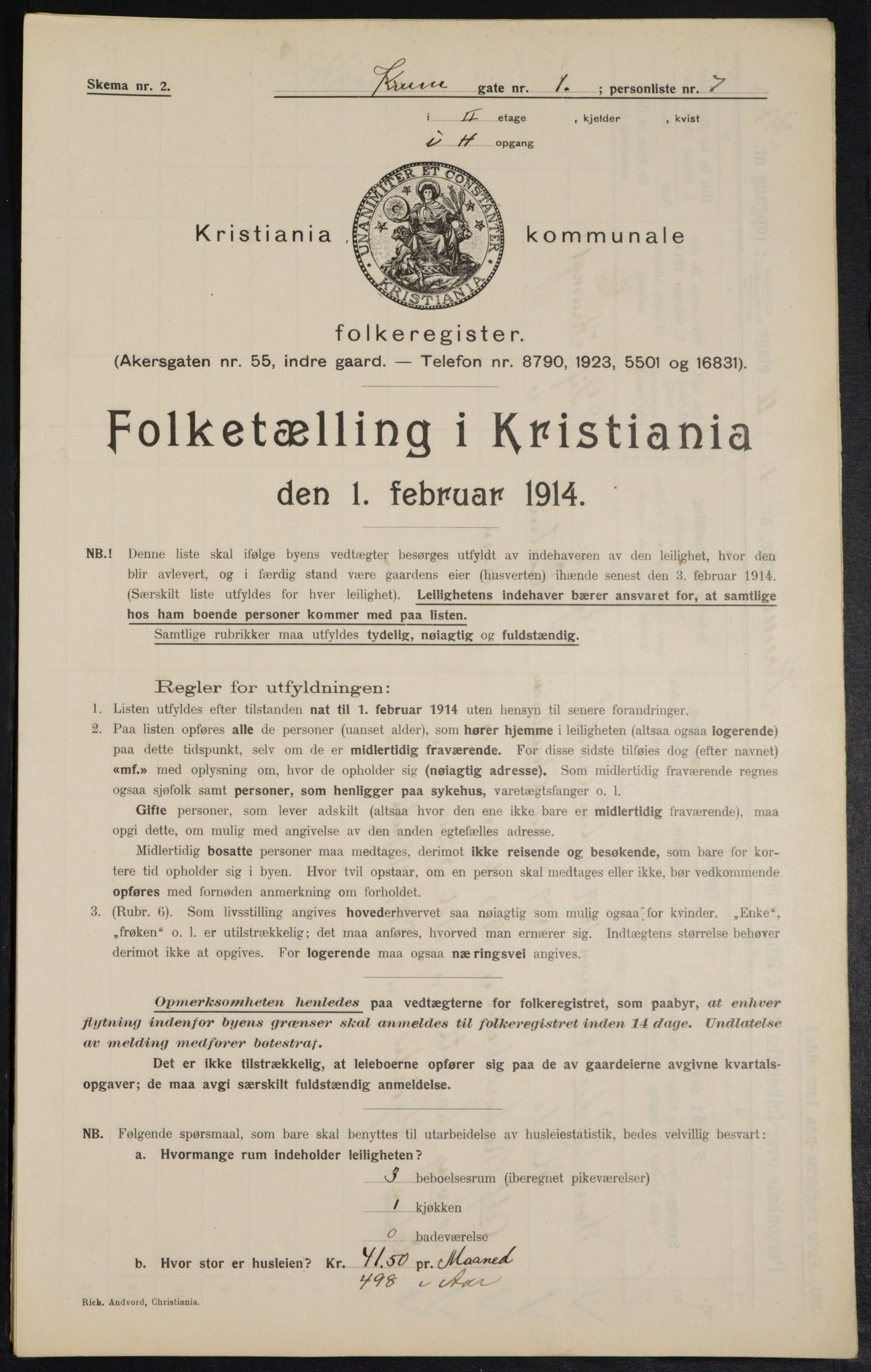 OBA, Municipal Census 1914 for Kristiania, 1914, p. 54640