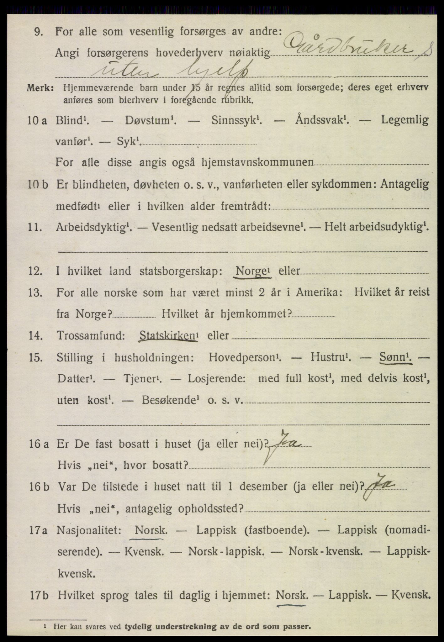 SAT, 1920 census for Brønnøy, 1920, p. 1849