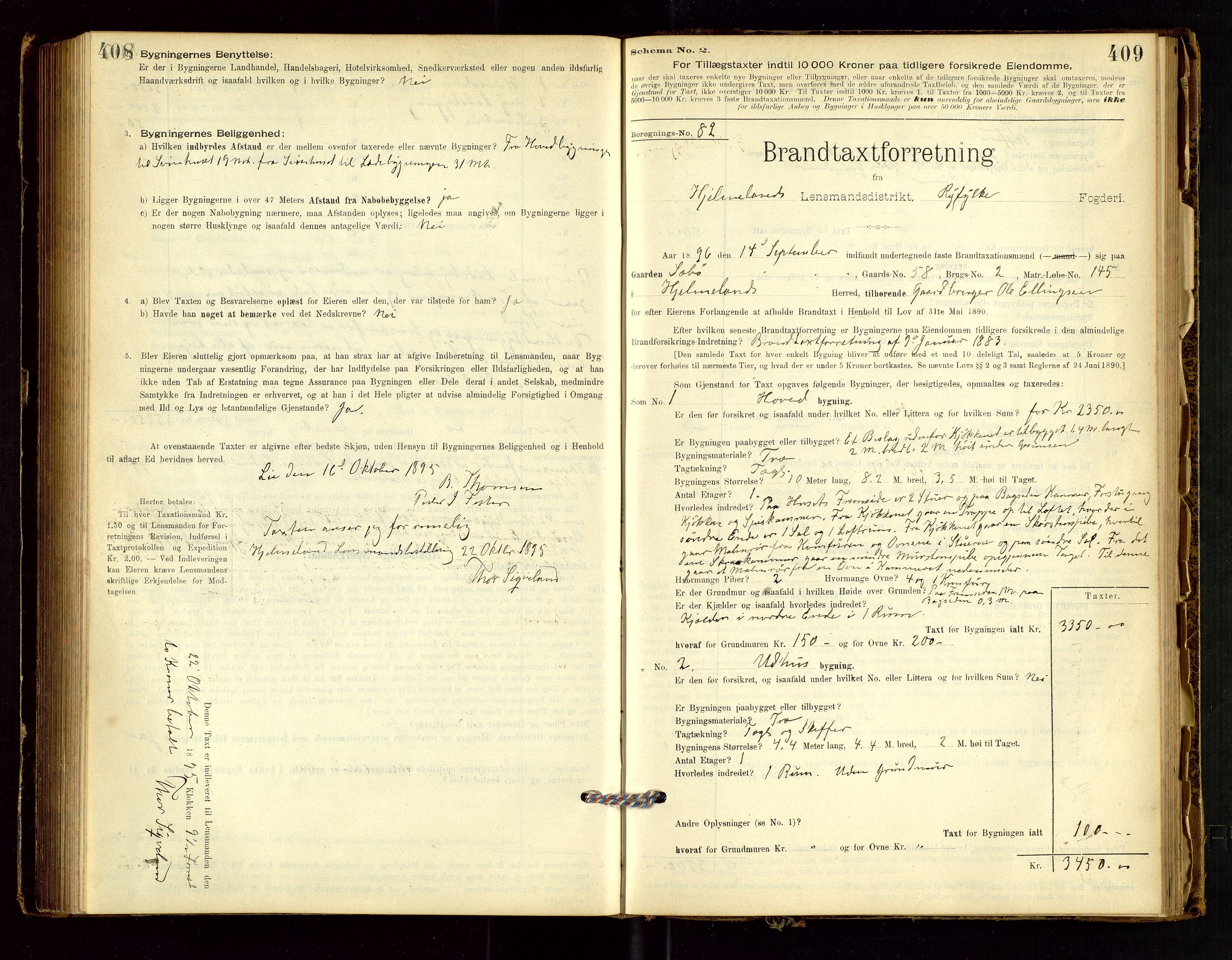 Hjelmeland lensmannskontor, SAST/A-100439/Gob/L0001: "Brandtaxationsprotokol", 1895-1932, p. 408-409