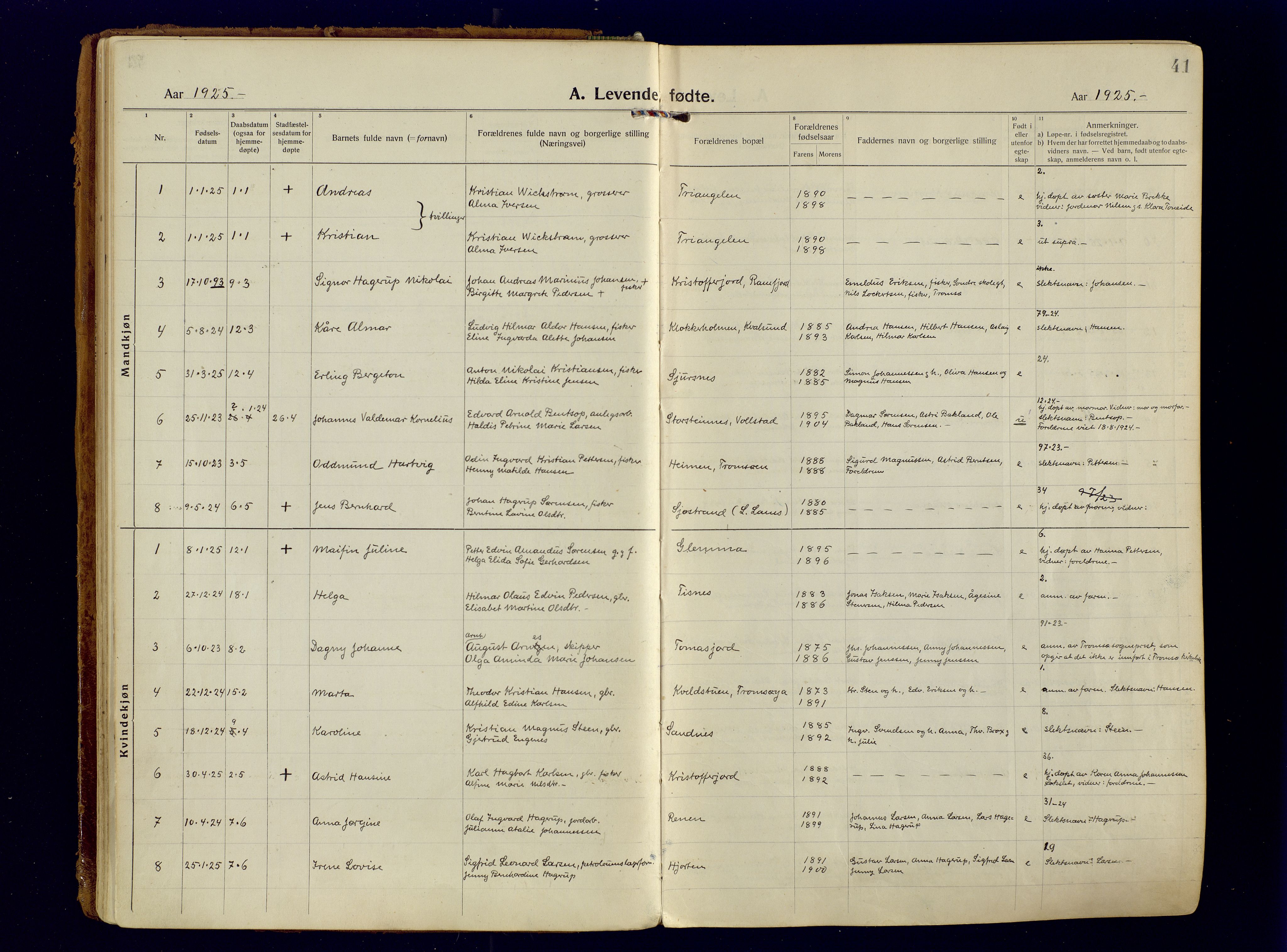 Tromsøysund sokneprestkontor, SATØ/S-1304/G/Ga/L0009kirke: Parish register (official) no. 9, 1922-1934, p. 41