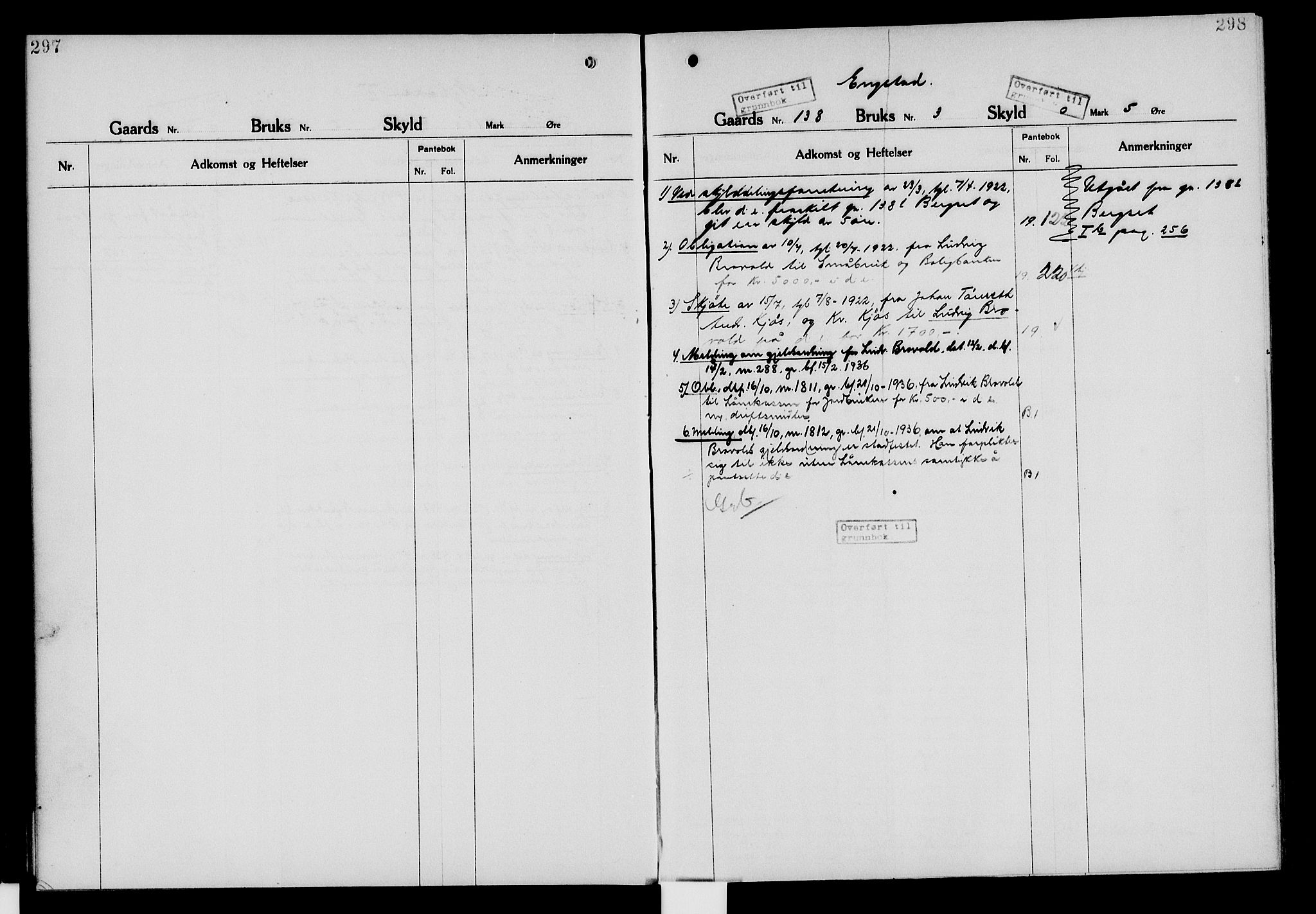 Nord-Hedmark sorenskriveri, SAH/TING-012/H/Ha/Had/Hade/L0006: Mortgage register no. 4.6, 1920-1940, p. 297-298