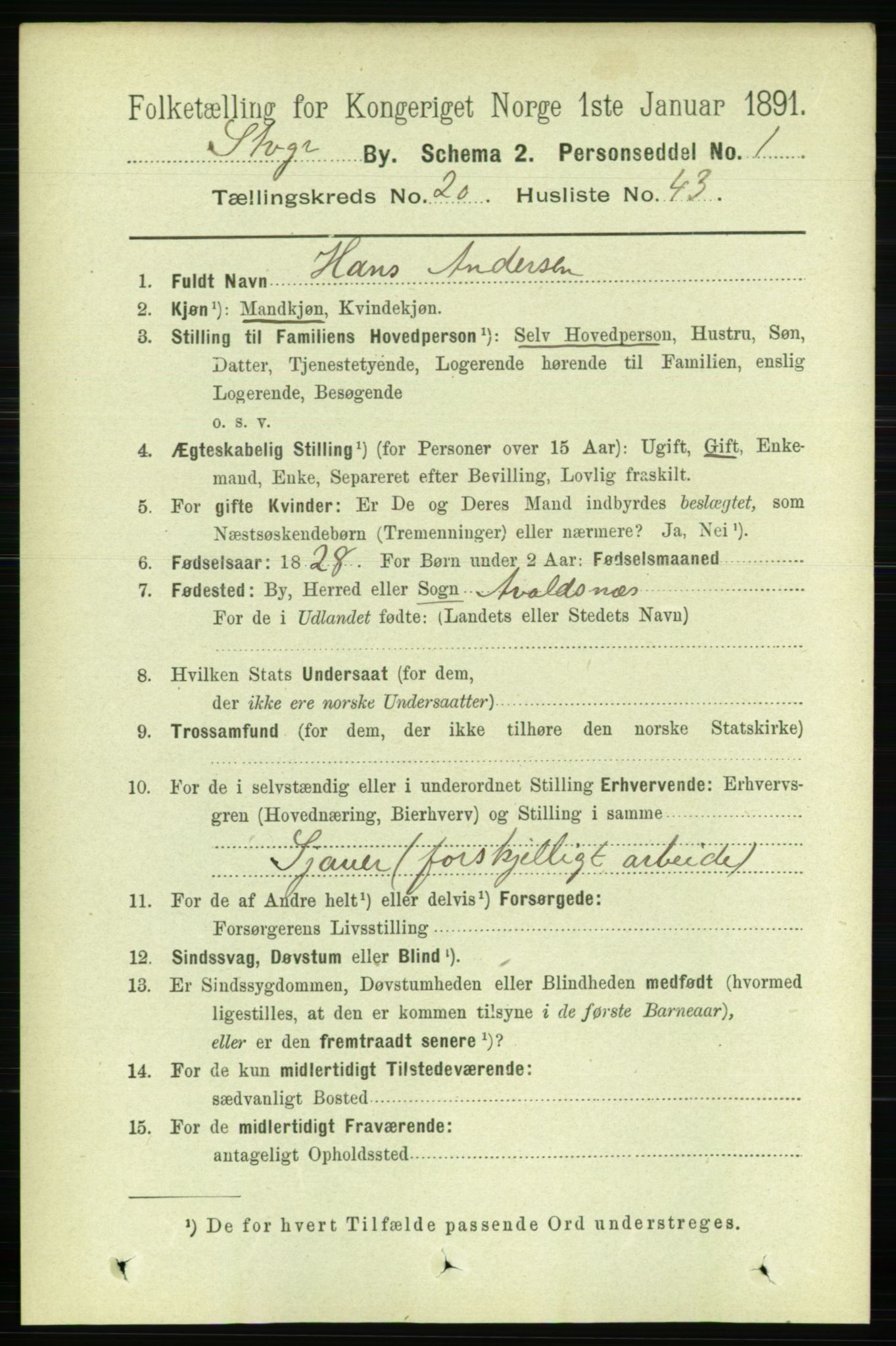 RA, 1891 census for 1103 Stavanger, 1891, p. 23404