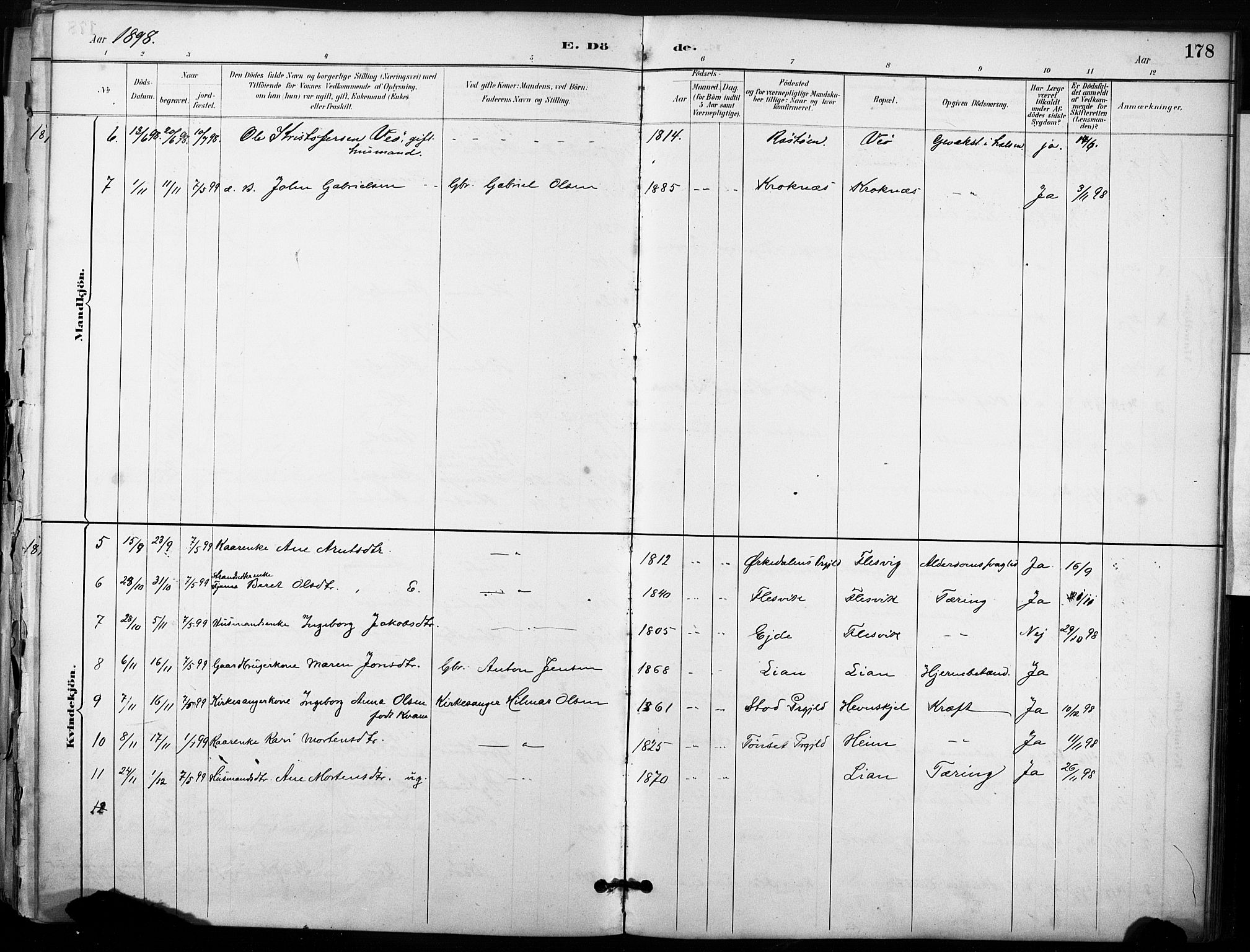 Ministerialprotokoller, klokkerbøker og fødselsregistre - Sør-Trøndelag, SAT/A-1456/633/L0518: Parish register (official) no. 633A01, 1884-1906, p. 178