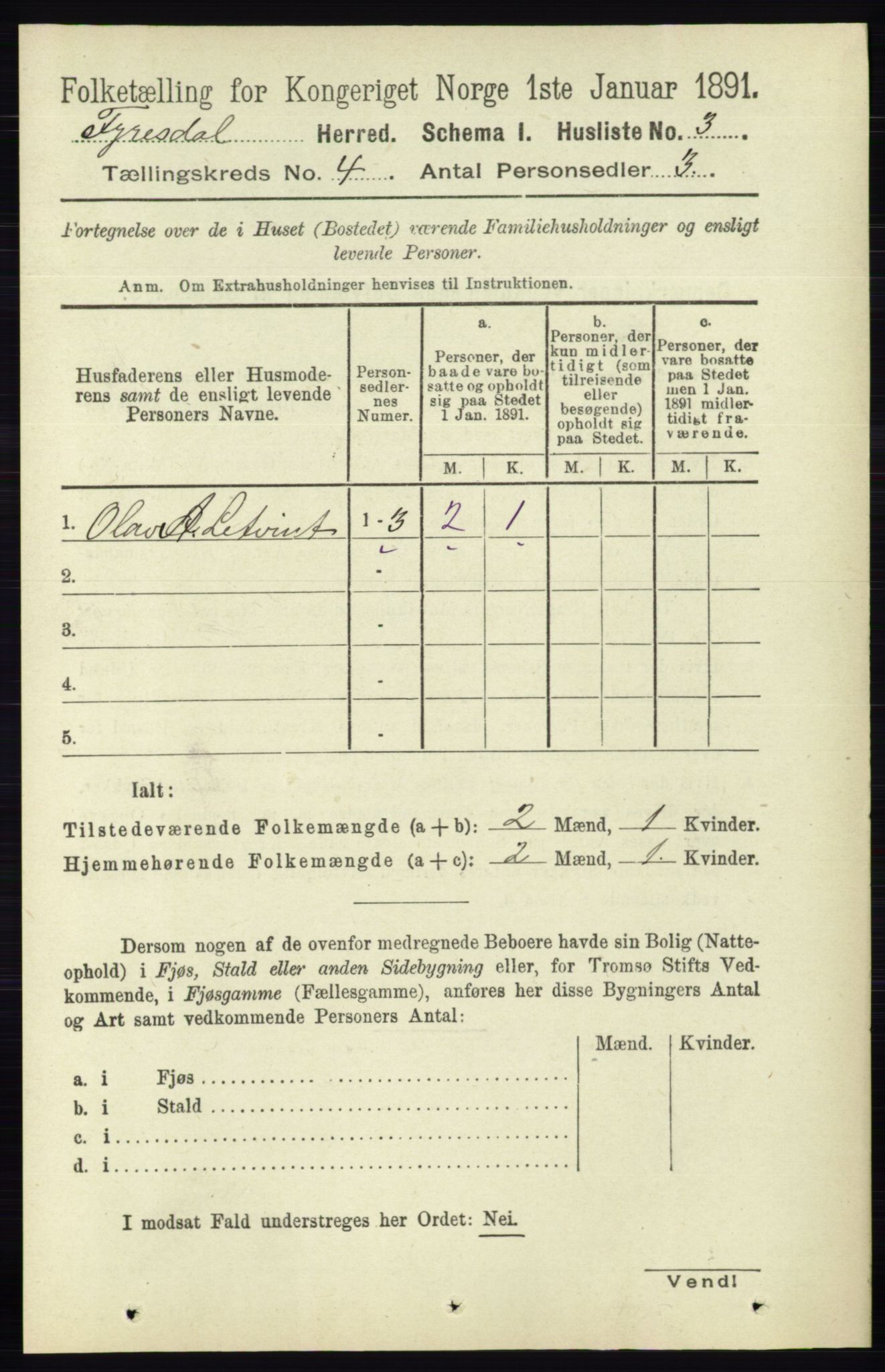 RA, 1891 census for 0831 Fyresdal, 1891, p. 744