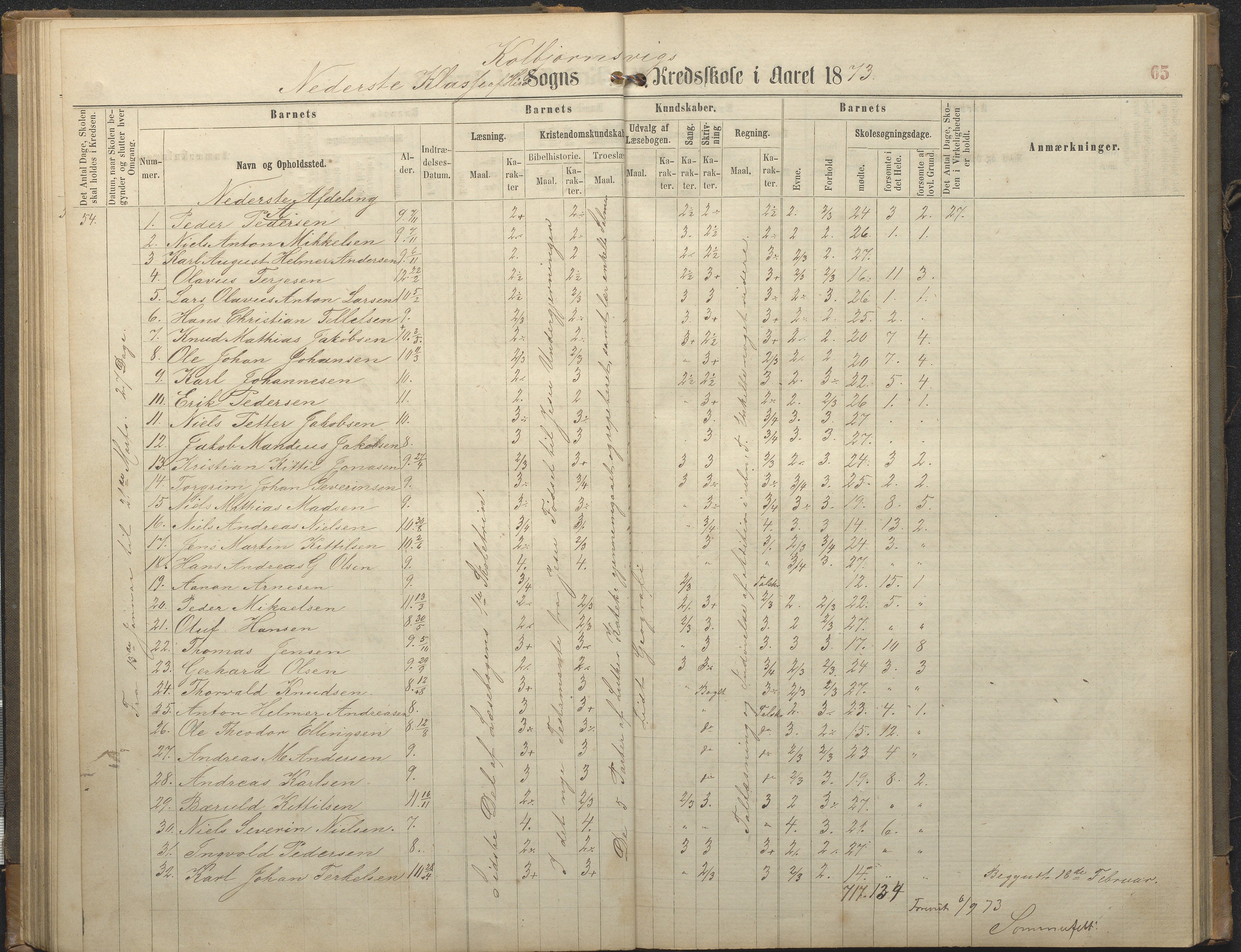 Hisøy kommune frem til 1991, AAKS/KA0922-PK/32/L0006: Skoleprotokoll, 1863-1887, p. 65