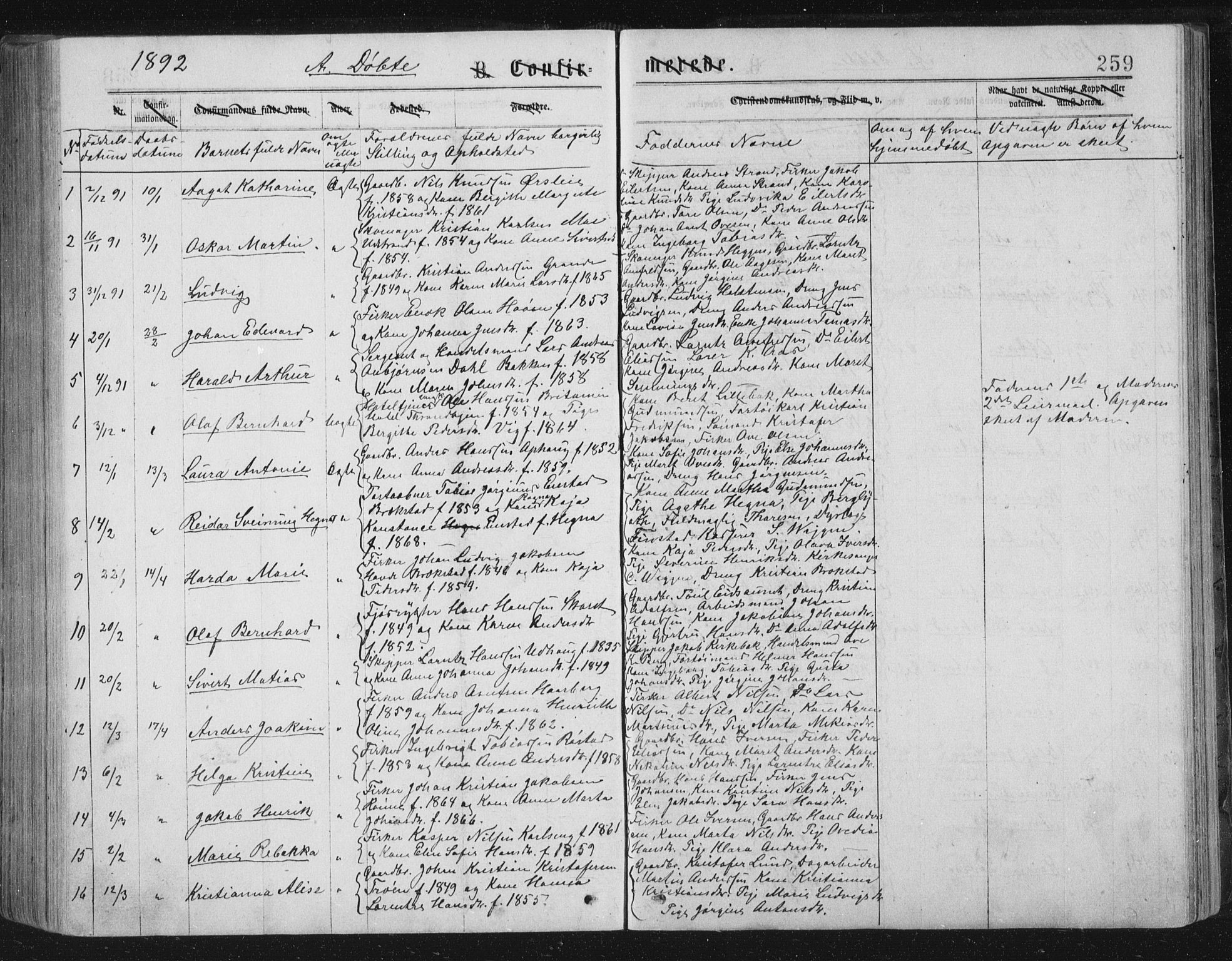 Ministerialprotokoller, klokkerbøker og fødselsregistre - Sør-Trøndelag, SAT/A-1456/659/L0745: Parish register (copy) no. 659C02, 1869-1892, p. 259