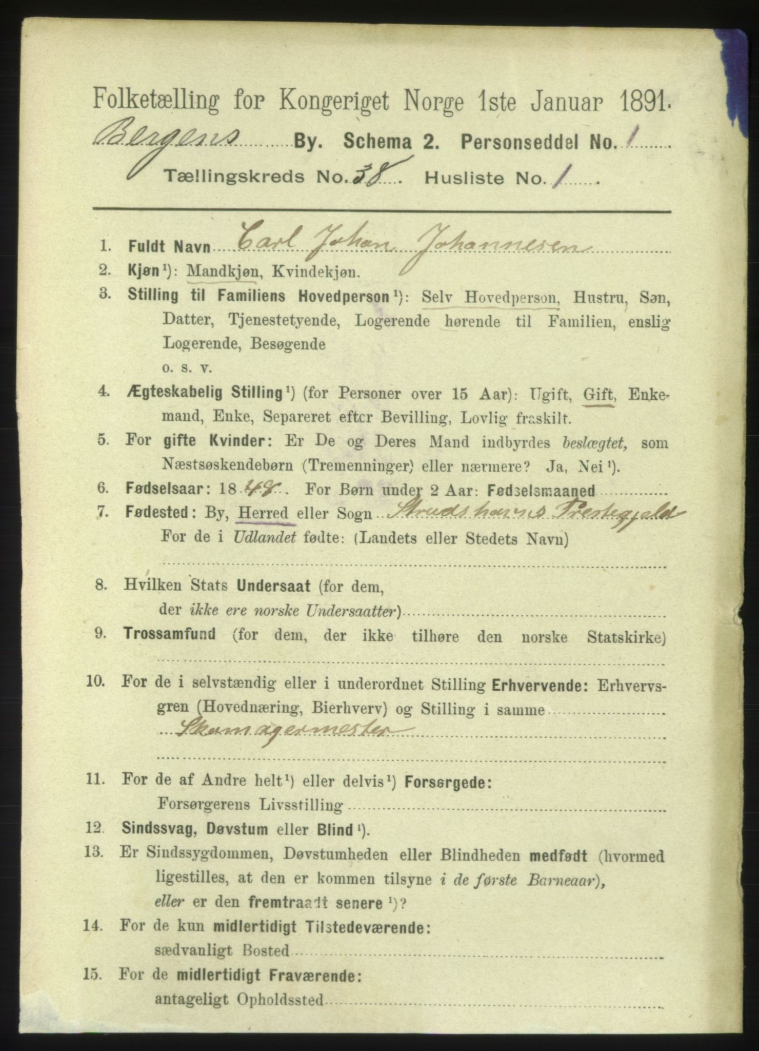 RA, 1891 Census for 1301 Bergen, 1891, p. 45560