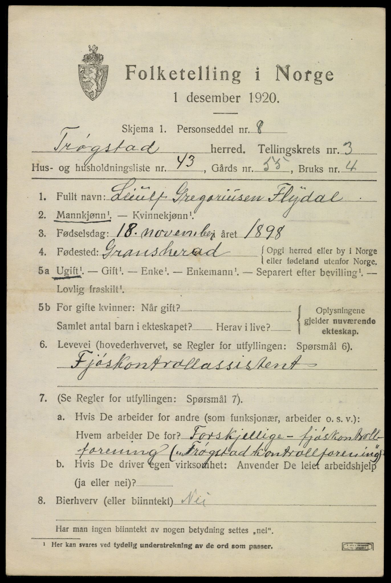 SAO, 1920 census for Trøgstad, 1920, p. 3854