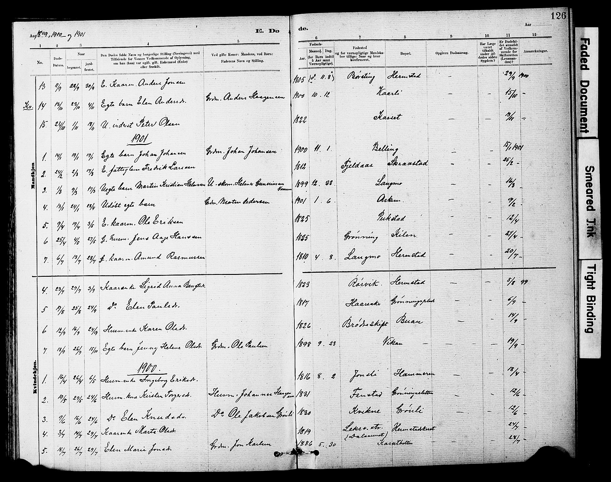 Ministerialprotokoller, klokkerbøker og fødselsregistre - Sør-Trøndelag, SAT/A-1456/646/L0628: Parish register (copy) no. 646C01, 1880-1903, p. 126