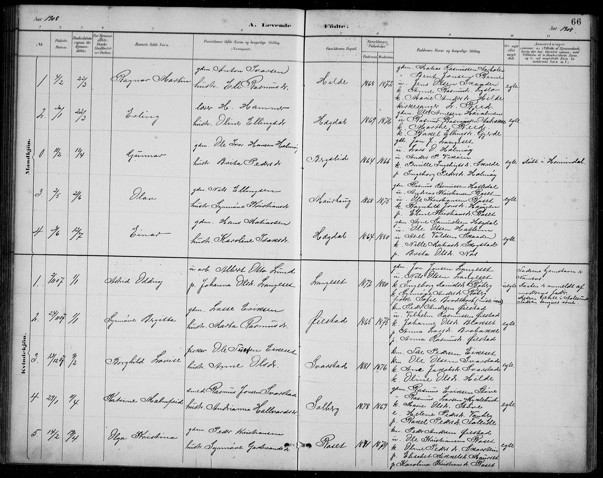 Innvik sokneprestembete, AV/SAB-A-80501: Parish register (copy) no. A 3, 1886-1912, p. 66