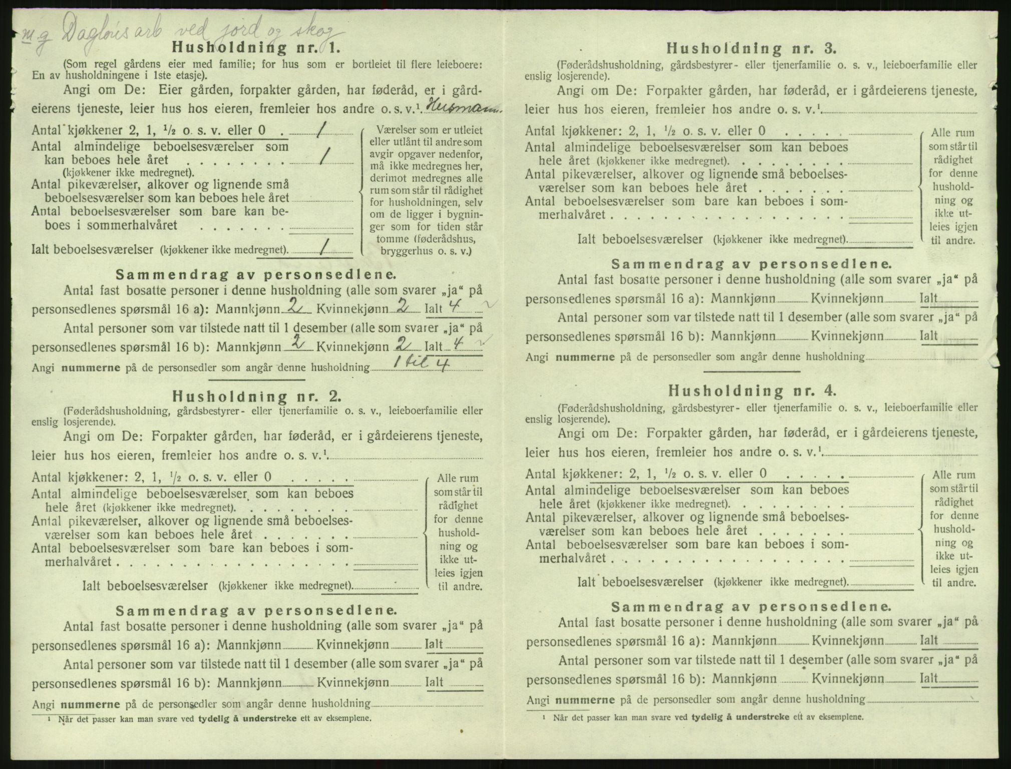 SAK, 1920 census for Bygland, 1920, p. 464