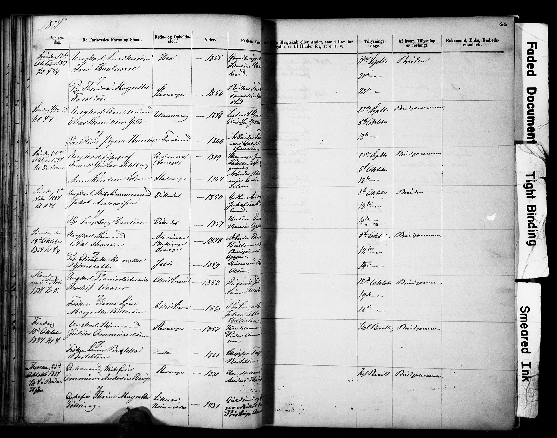 Domkirken sokneprestkontor, SAST/A-101812/001/30/30BB/L0014: Parish register (copy) no. B 14, 1875-1902, p. 66