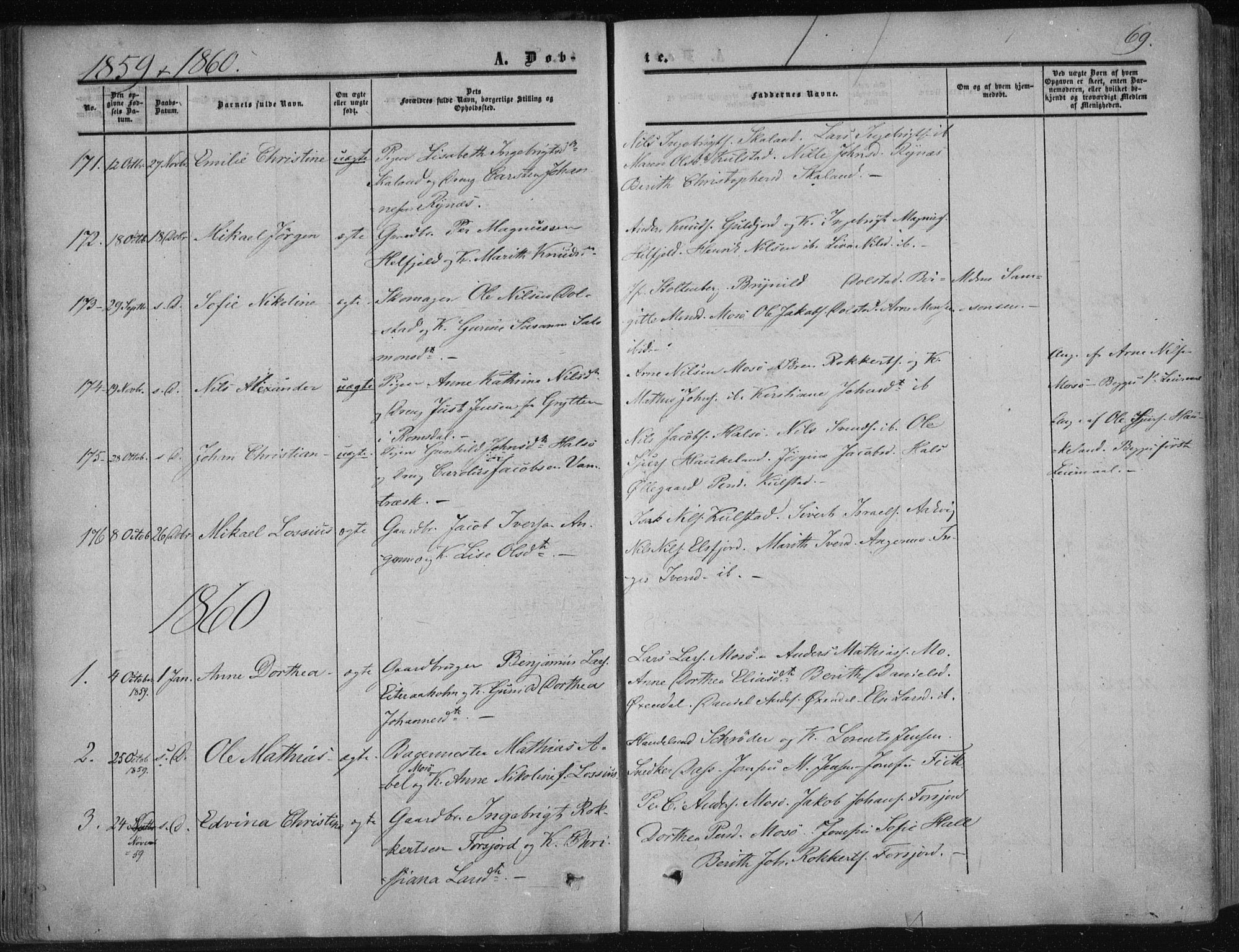 Ministerialprotokoller, klokkerbøker og fødselsregistre - Nordland, SAT/A-1459/820/L0293: Parish register (official) no. 820A14, 1855-1865, p. 69