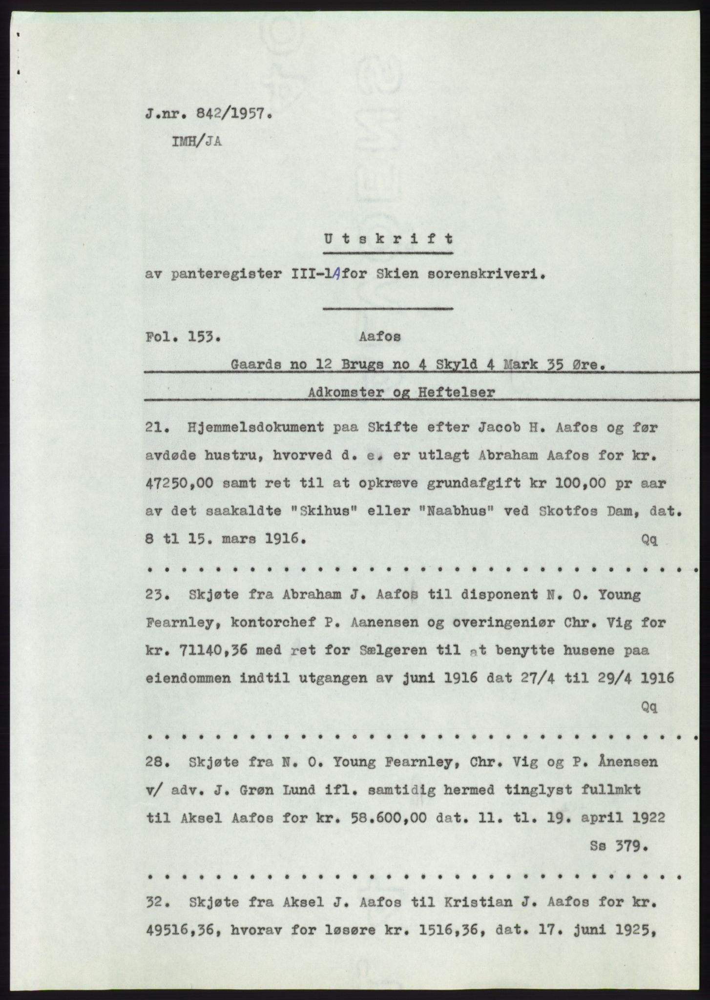 Statsarkivet i Kongsberg, SAKO/A-0001, 1957, p. 96