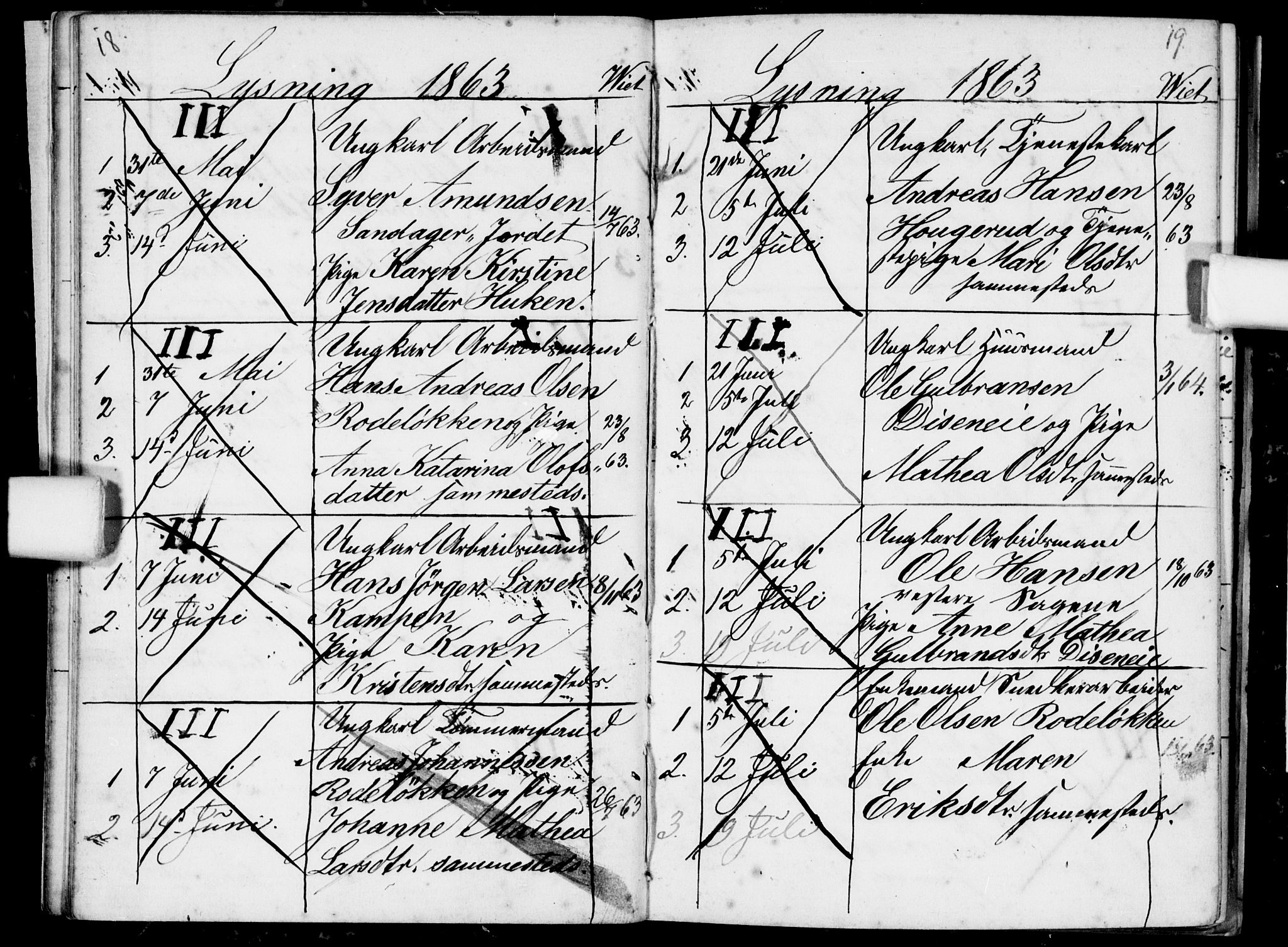 Østre Aker prestekontor Kirkebøker, AV/SAO-A-10840/H/Ha/L0002: Banns register no. I 2, 1861-1872, p. 18-19