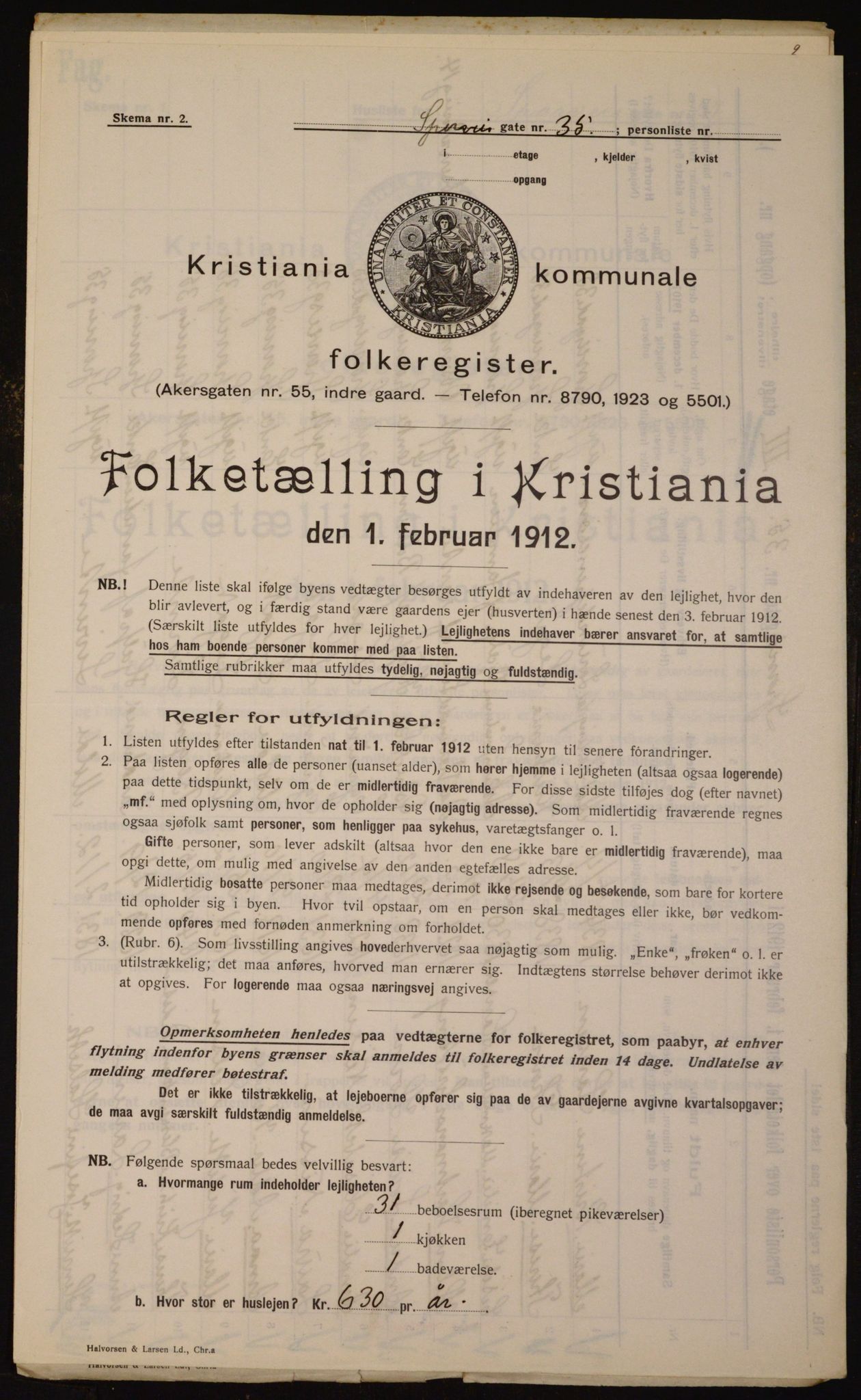 OBA, Municipal Census 1912 for Kristiania, 1912, p. 100900