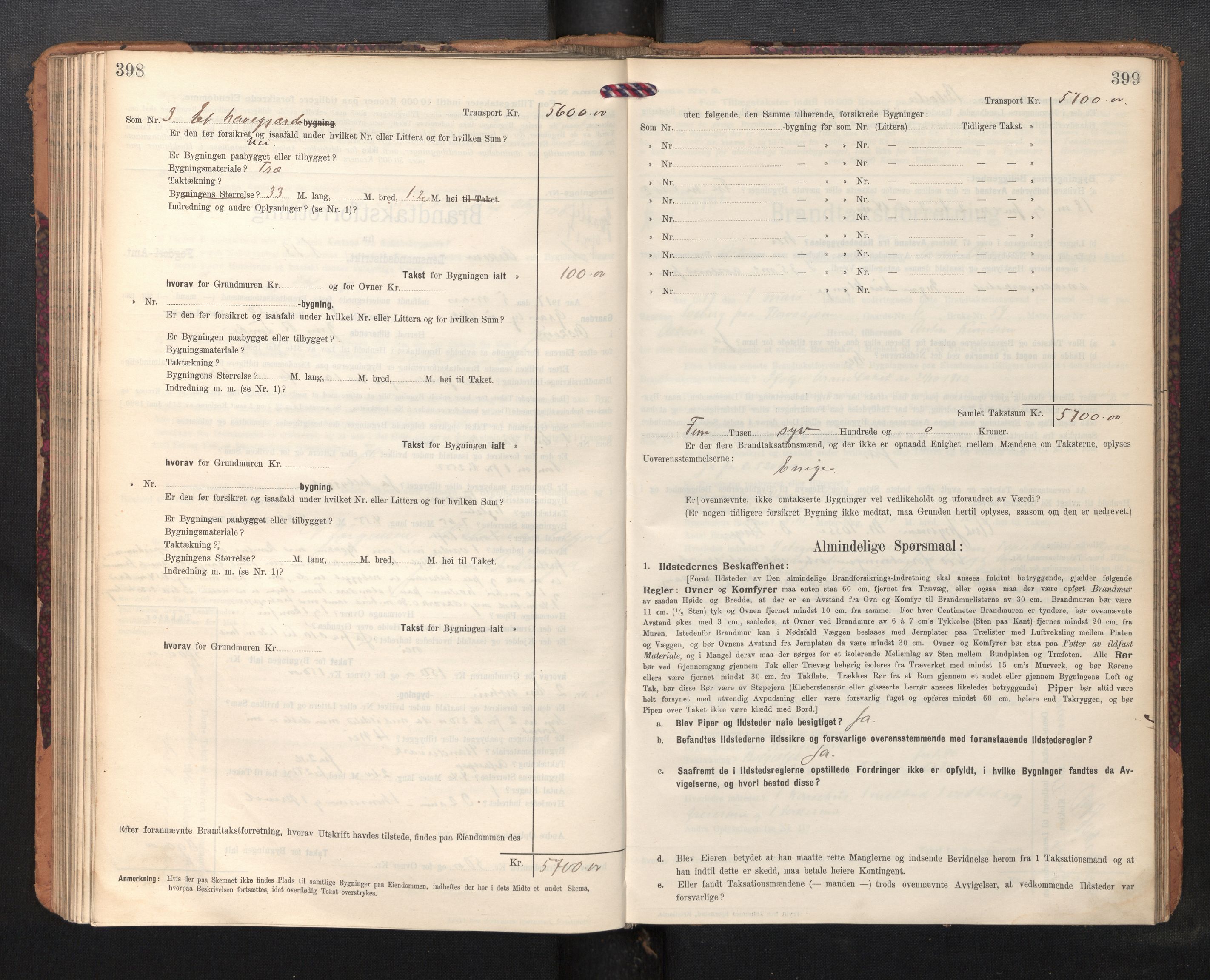 Lensmannen i Askøy, AV/SAB-A-31001/0012/L0007: Branntakstprotokoll, skjematakst, 1910-1919, p. 398-399