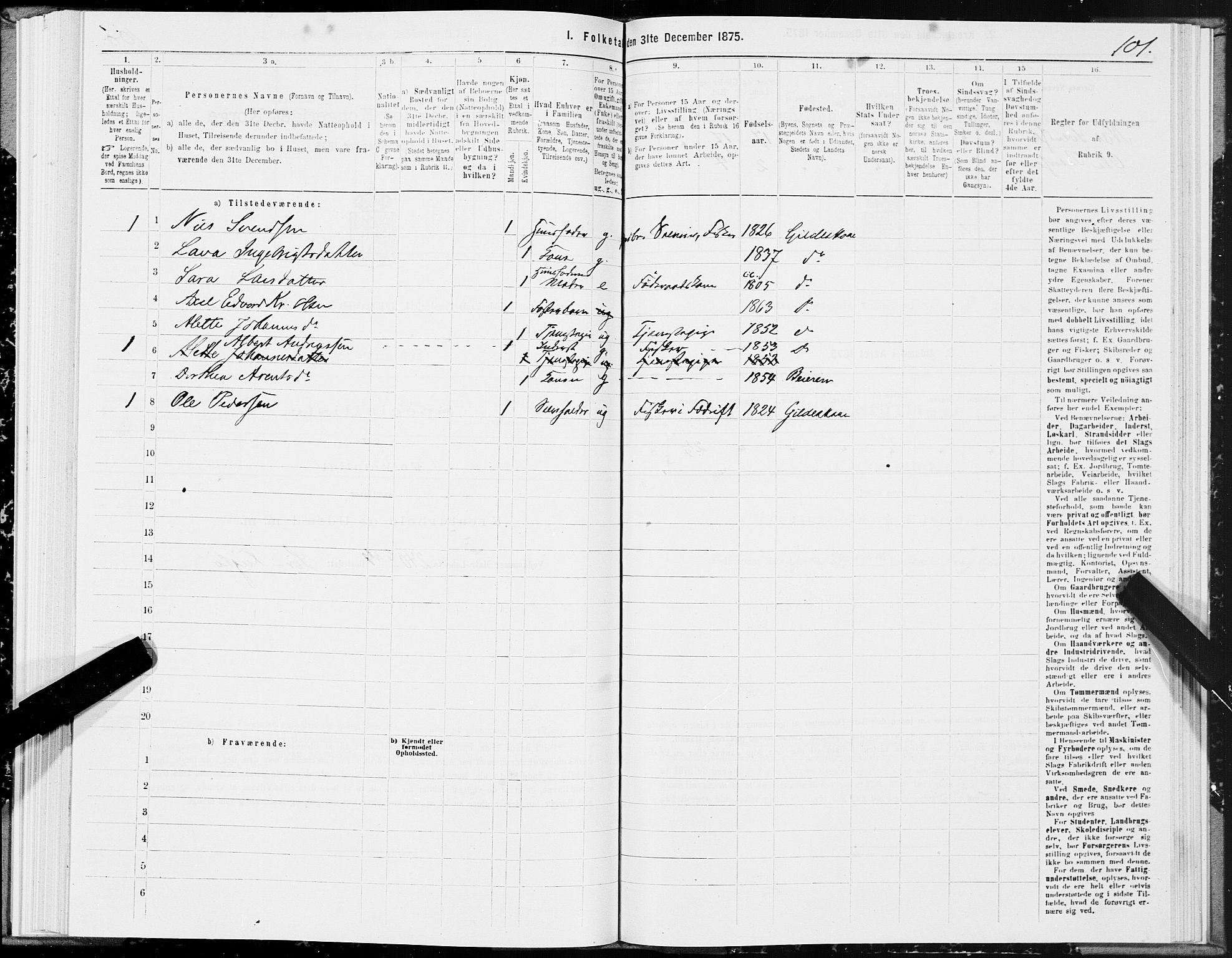 SAT, 1875 census for 1838P Gildeskål, 1875, p. 4101