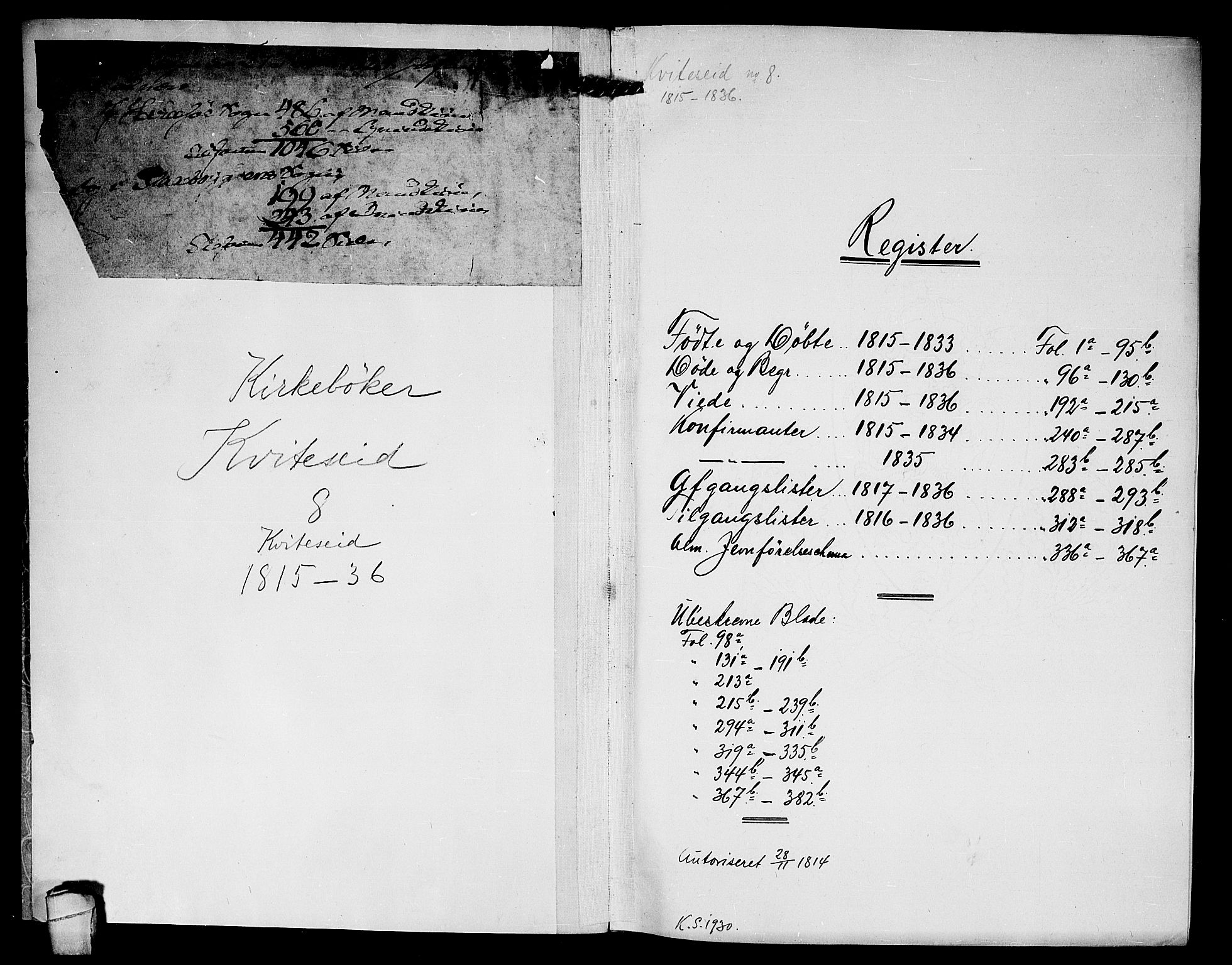 Kviteseid kirkebøker, SAKO/A-276/F/Fa/L0005: Parish register (official) no. I 5, 1815-1836