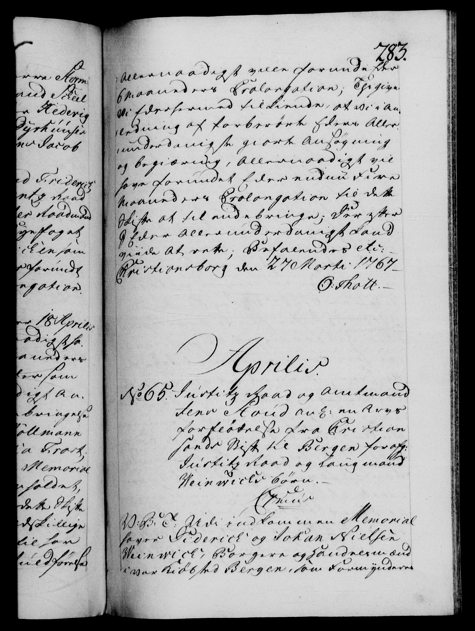 Danske Kanselli 1572-1799, RA/EA-3023/F/Fc/Fca/Fcab/L0038: Norske tegnelser, 1766-1768, p. 283a
