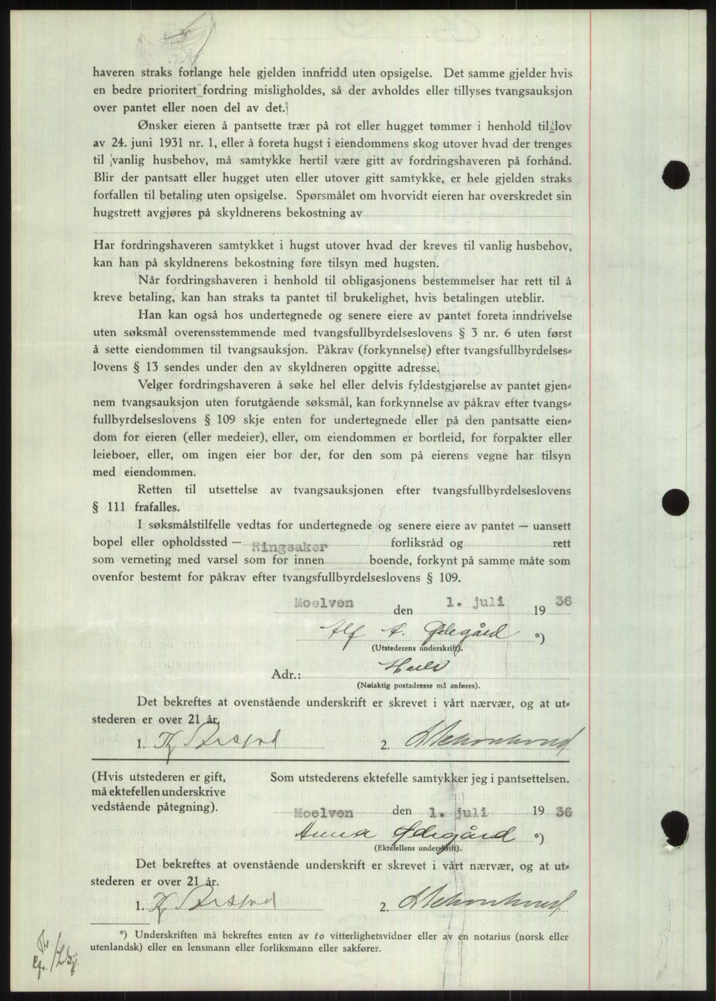 Nord-Hedmark sorenskriveri, SAH/TING-012/H/Hb/Hbf/L0001: Mortgage book no. B1, 1936-1936, Diary no: : 1265/1936