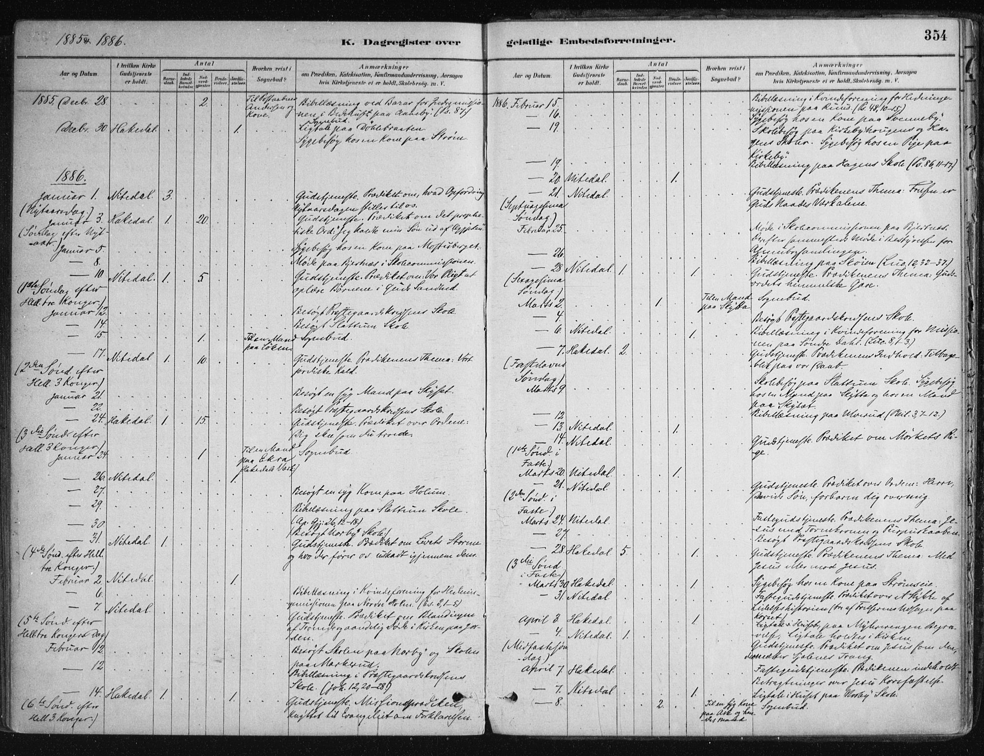 Nittedal prestekontor Kirkebøker, SAO/A-10365a/F/Fa/L0007: Parish register (official) no. I 7, 1879-1901, p. 354