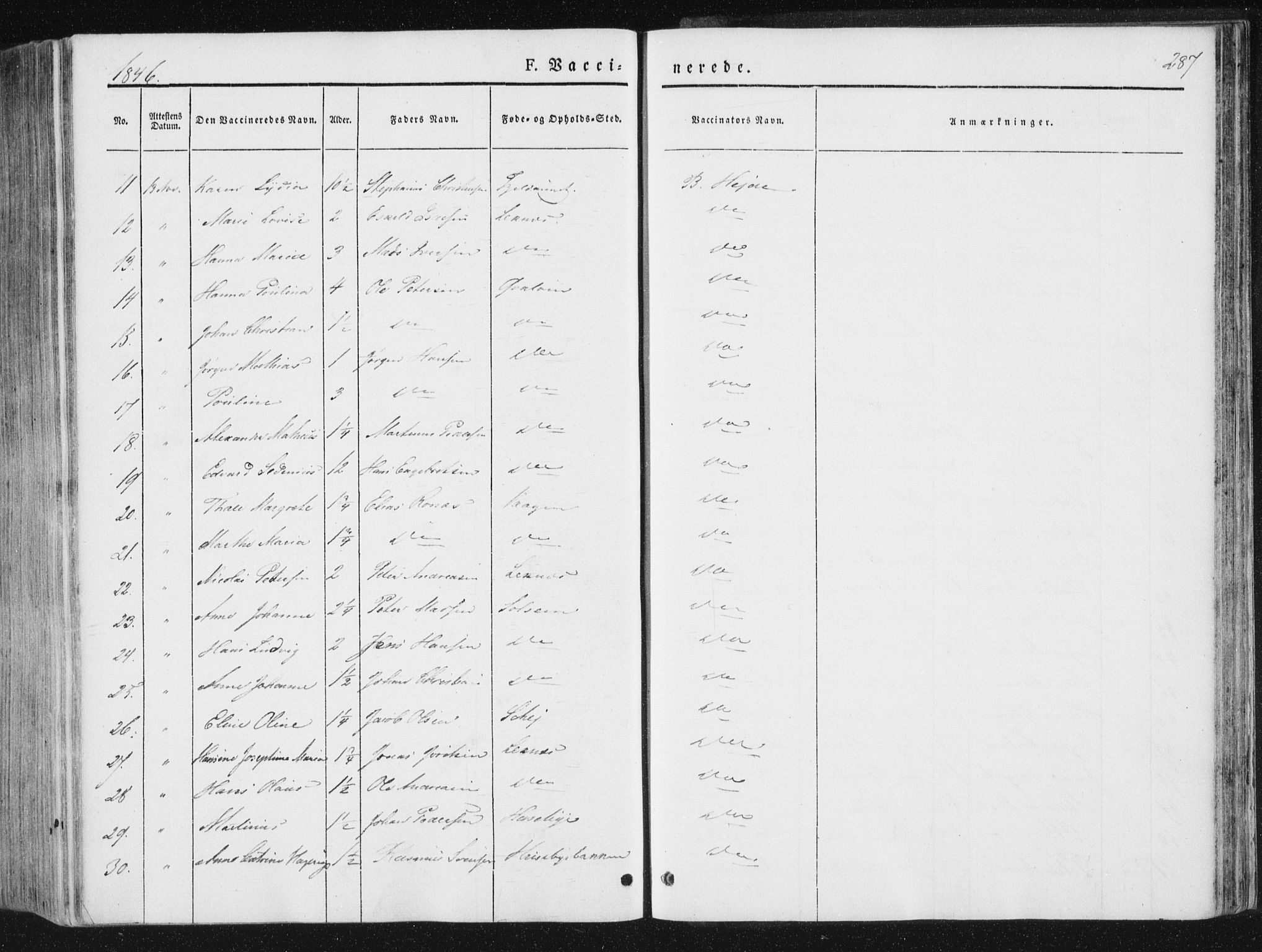 Ministerialprotokoller, klokkerbøker og fødselsregistre - Nord-Trøndelag, SAT/A-1458/780/L0640: Parish register (official) no. 780A05, 1845-1856, p. 287