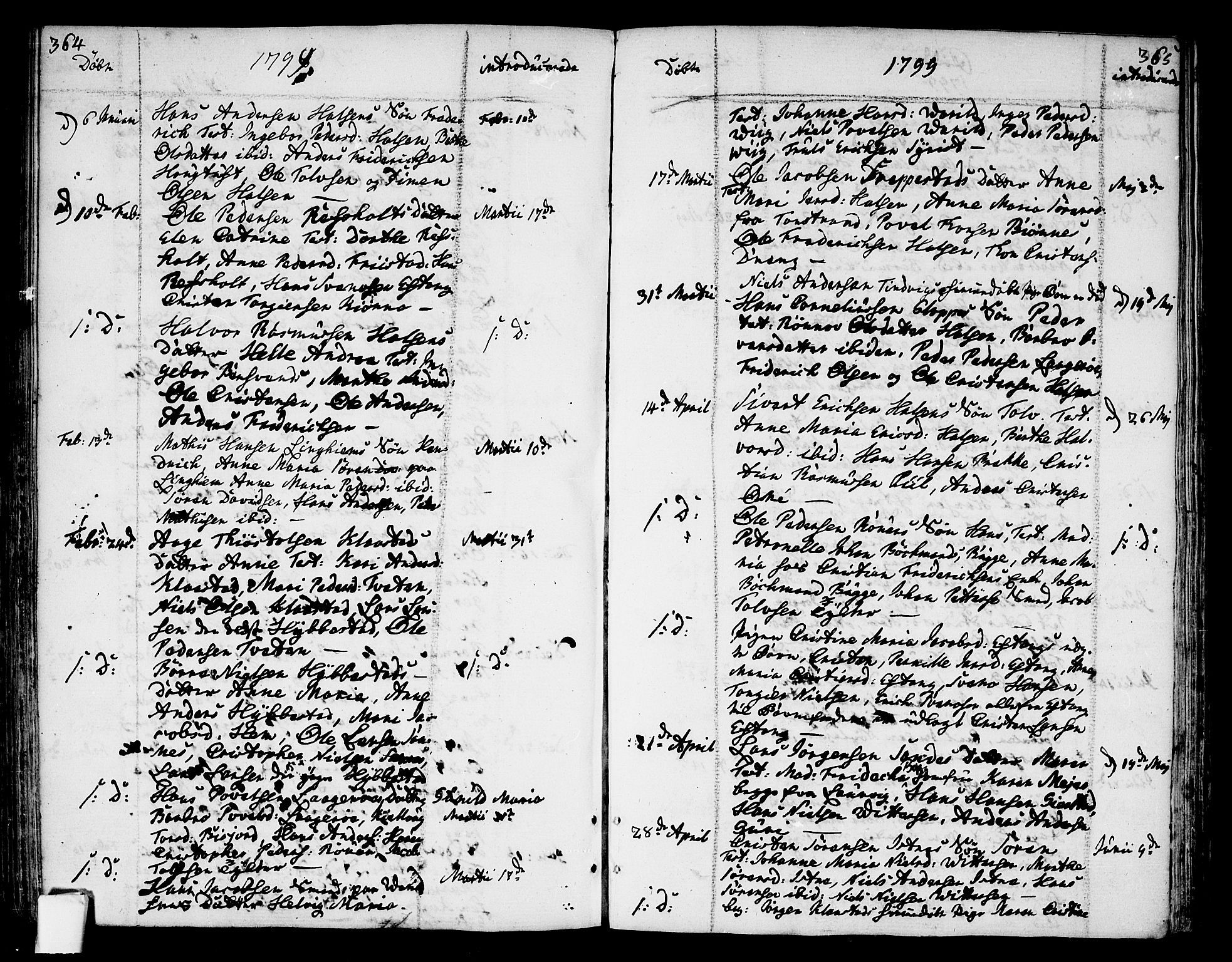 Tjølling kirkebøker, SAKO/A-60/F/Fa/L0004: Parish register (official) no. 4, 1779-1817, p. 364-365