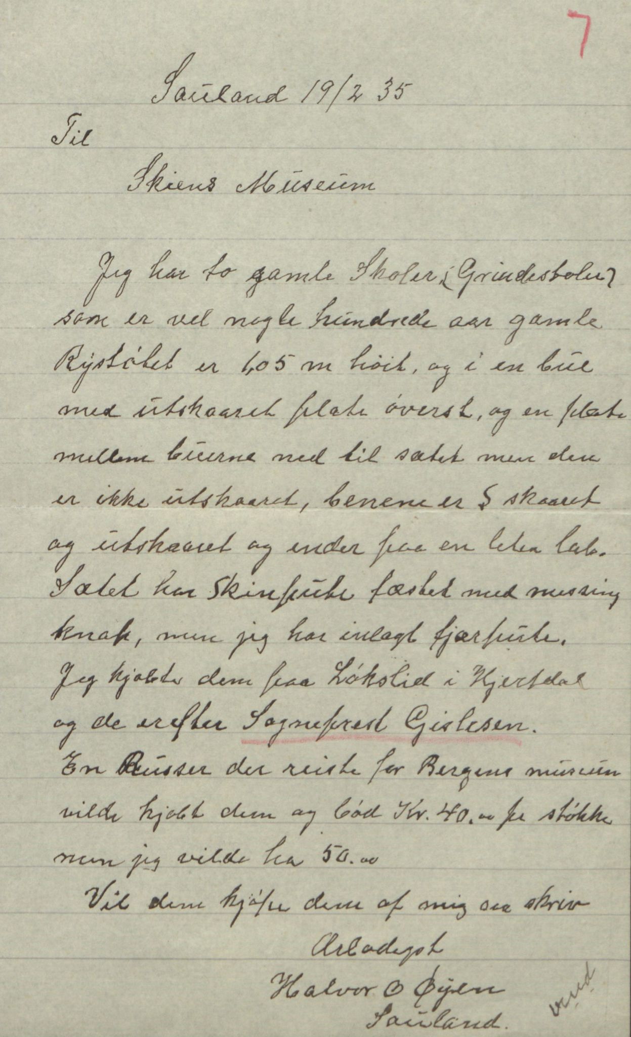 Rikard Berge, TEMU/TGM-A-1003/F/L0018/0056: 600-656 / 655 Brev, kataloger og andre papir til Rikard Berge. Konvolutten merka: Postpapir8, 1910-1950, p. 7