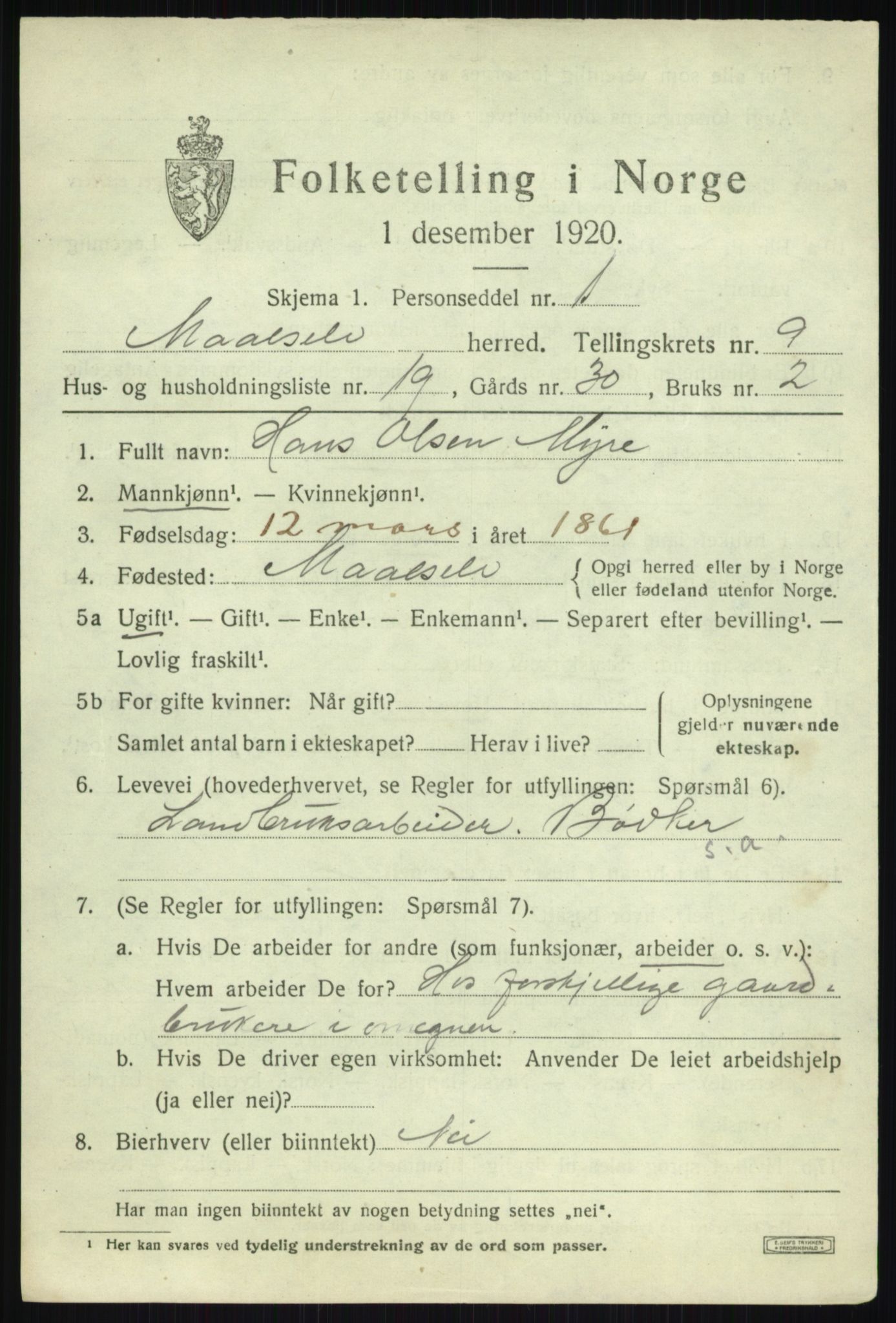 SATØ, 1920 census for Målselv, 1920, p. 5473