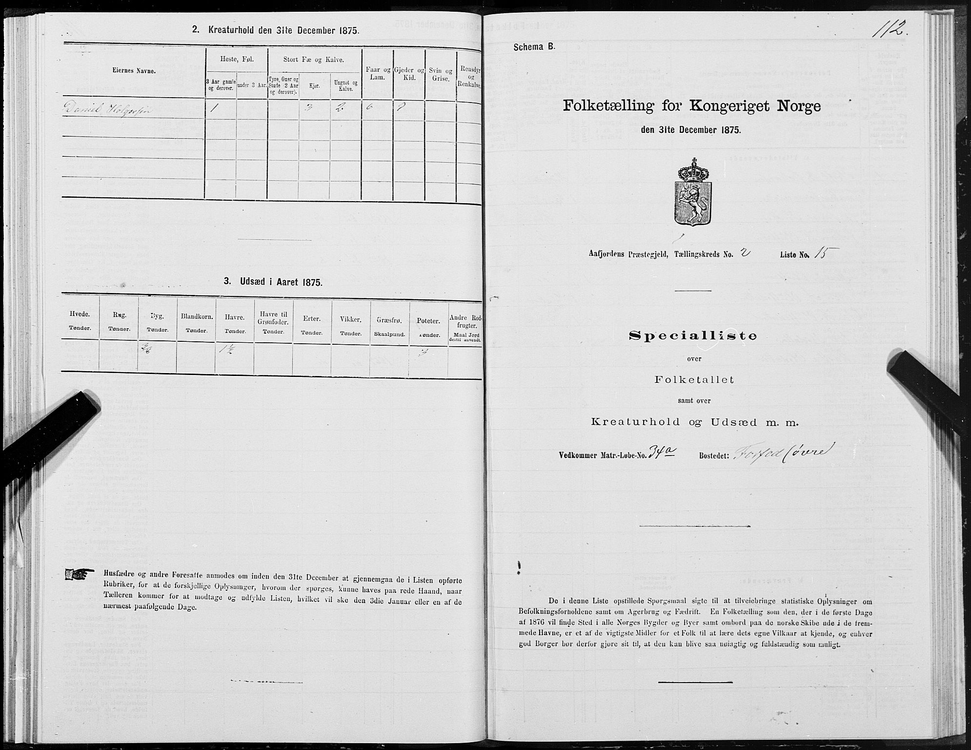 SAT, 1875 census for 1630P Aafjorden, 1875, p. 1112