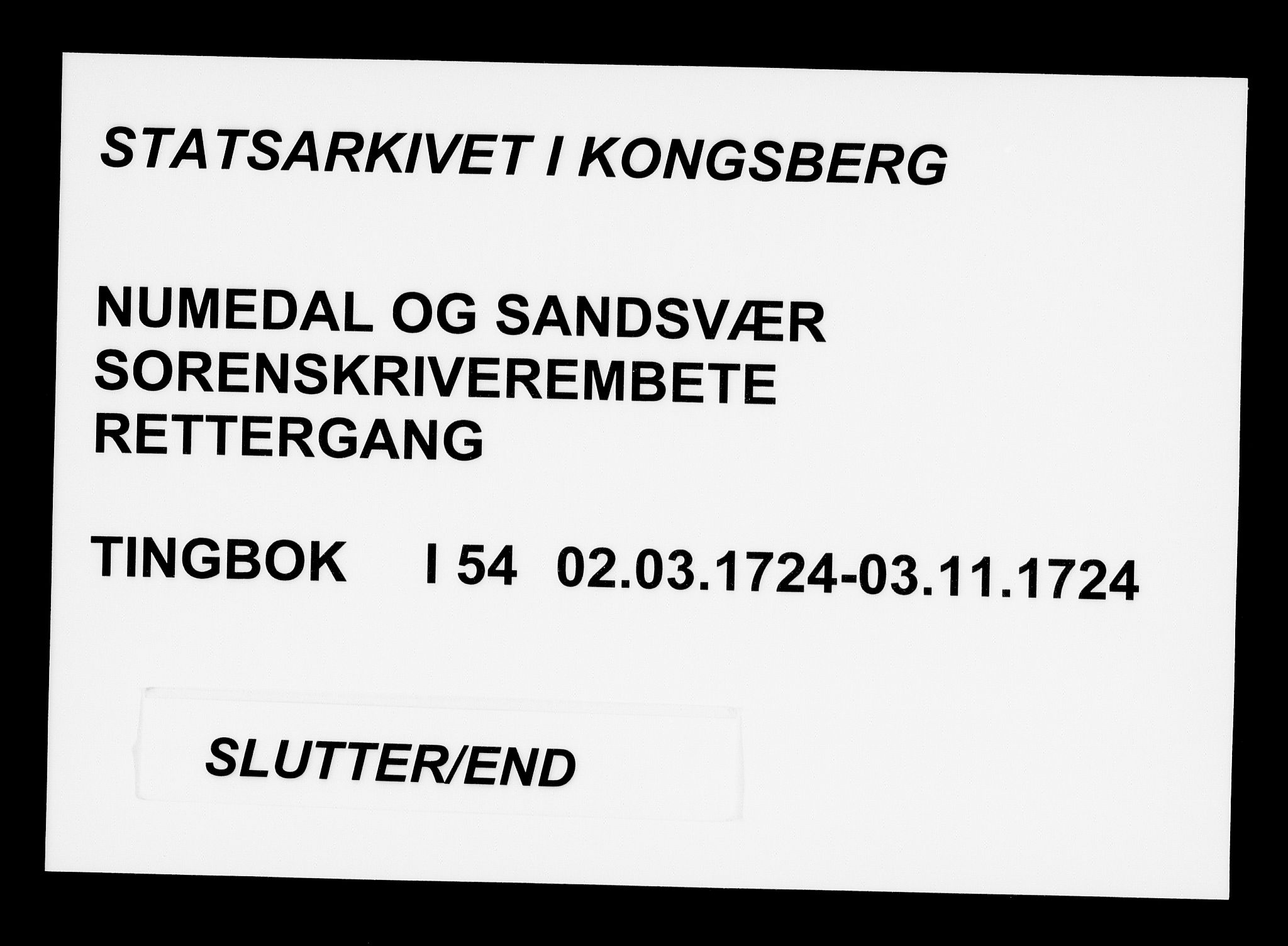 Numedal og Sandsvær sorenskriveri, AV/SAKO-A-128/F/Fa/Faa/L0054: Tingbøker, 1724