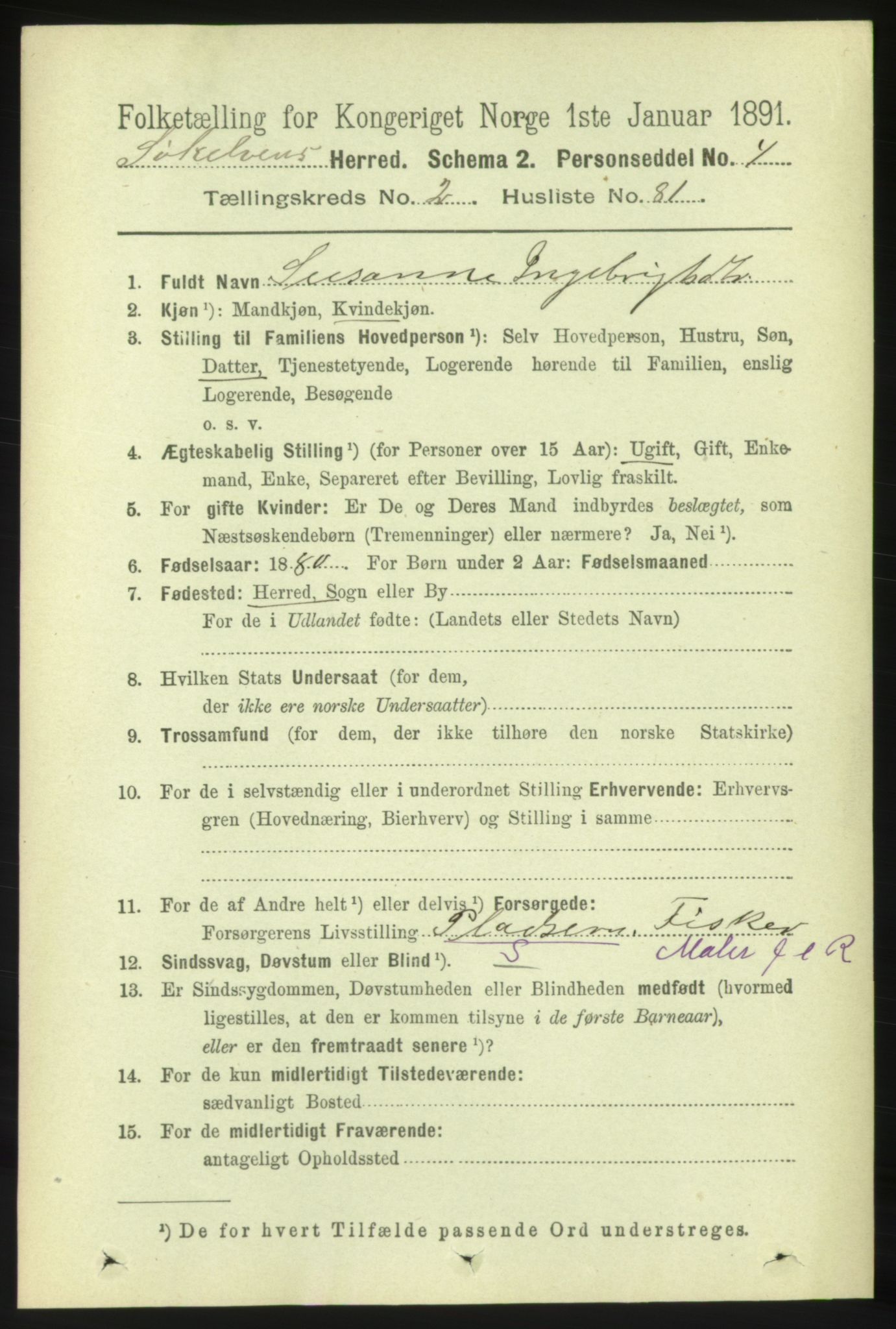 RA, 1891 census for 1528 Sykkylven, 1891, p. 1351