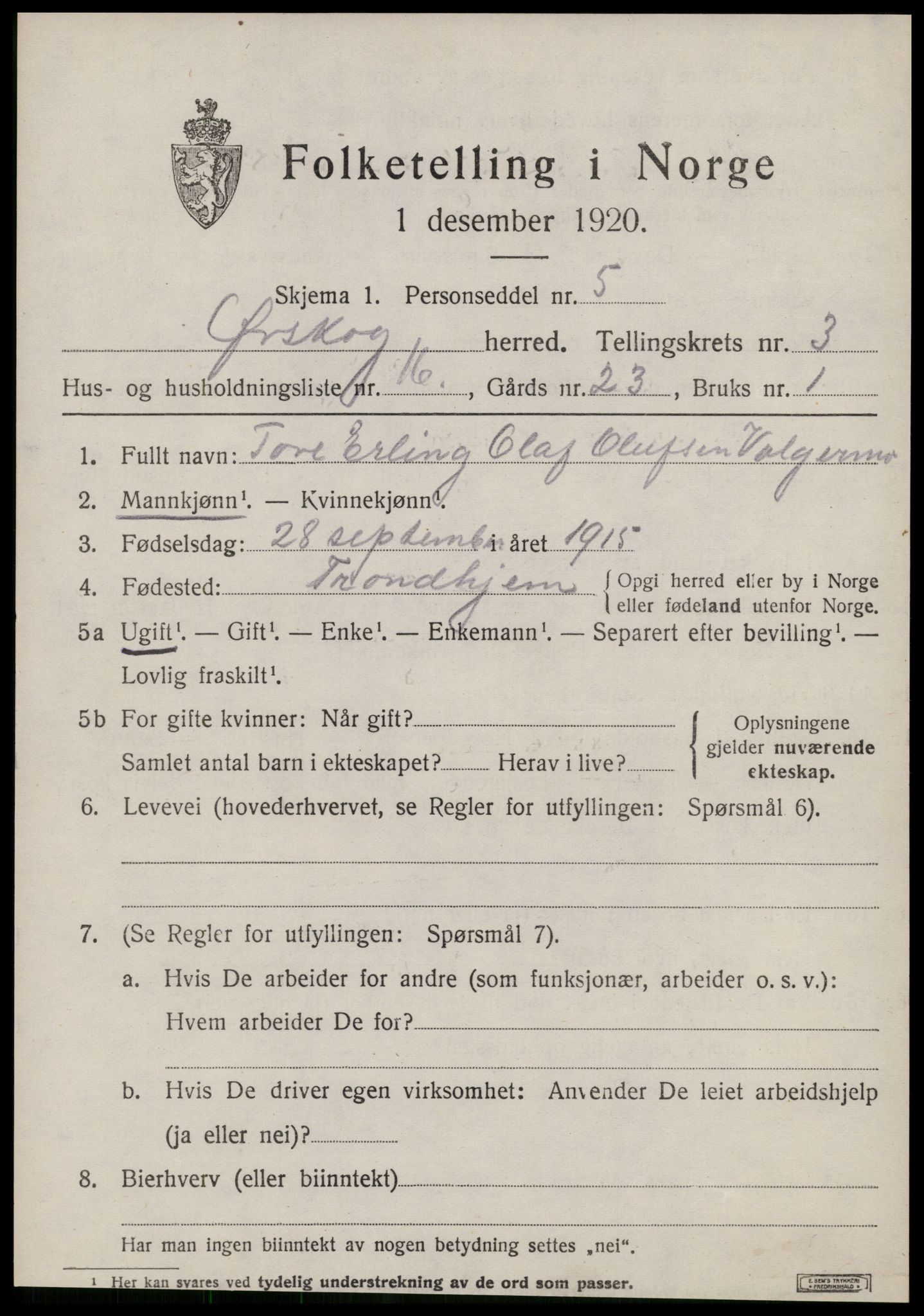 SAT, 1920 census for Ørskog, 1920, p. 1880