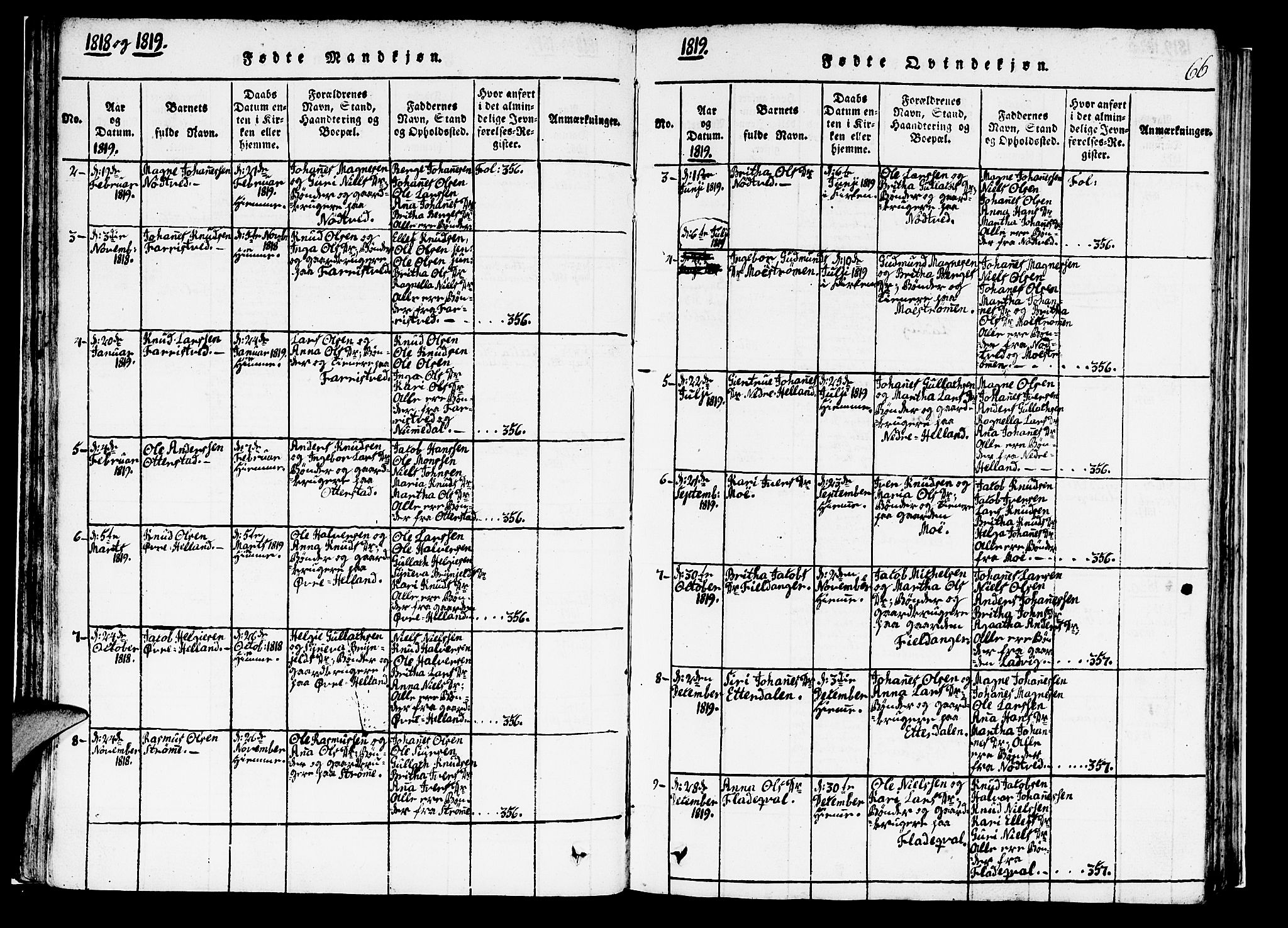 Hosanger sokneprestembete, AV/SAB-A-75801/H/Haa: Parish register (official) no. A 5, 1815-1824, p. 66