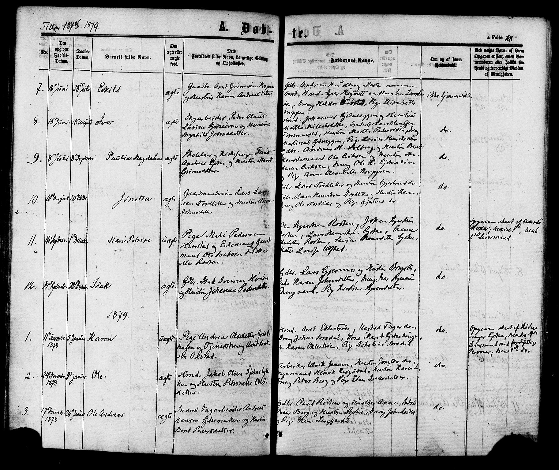 Ministerialprotokoller, klokkerbøker og fødselsregistre - Sør-Trøndelag, SAT/A-1456/618/L0443: Parish register (official) no. 618A06 /2, 1863-1879, p. 88