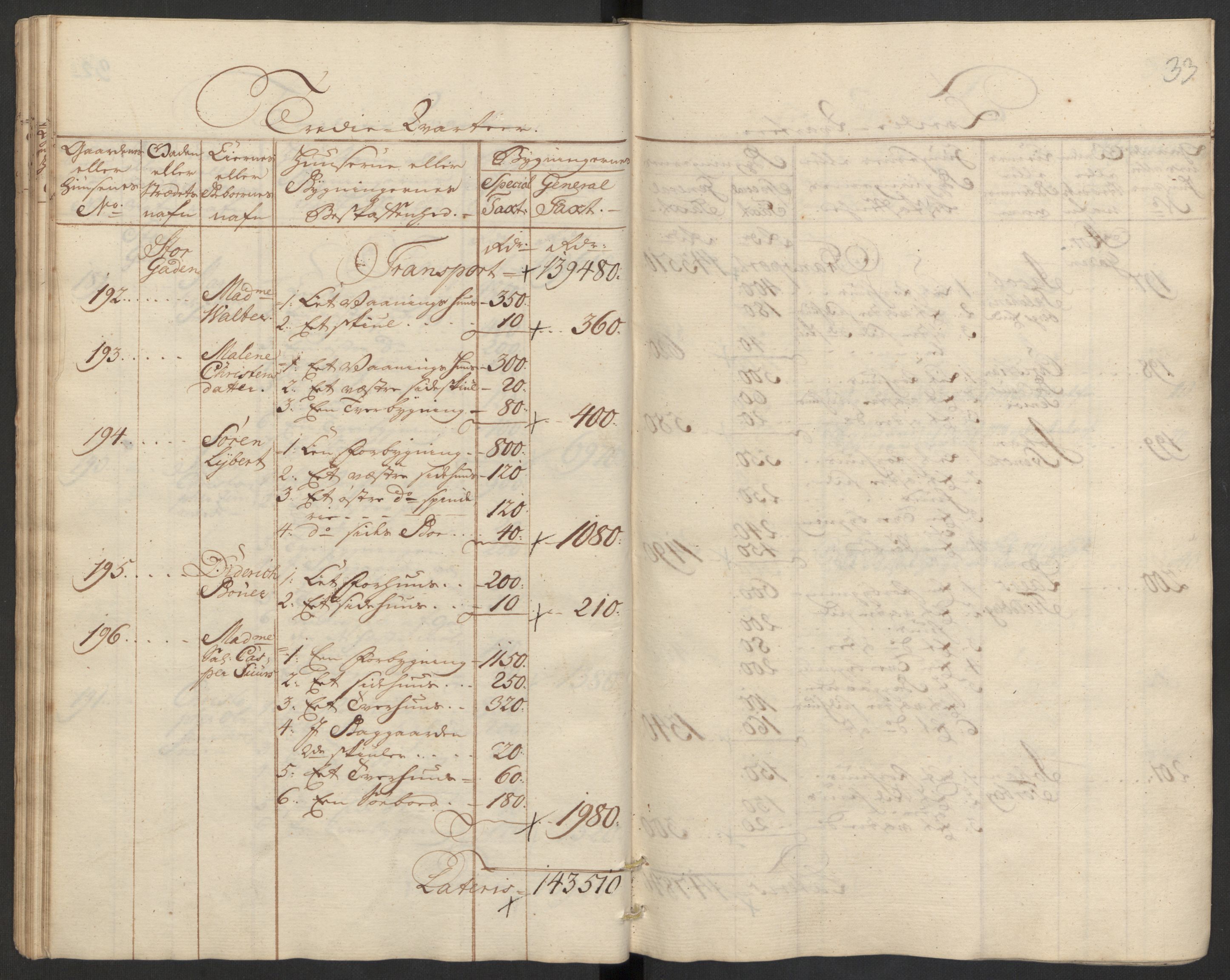 Kommersekollegiet, Brannforsikringskontoret 1767-1814, AV/RA-EA-5458/F/Fa/L0008/0002: Bragernes / Branntakstprotokoll, 1767, p. 33