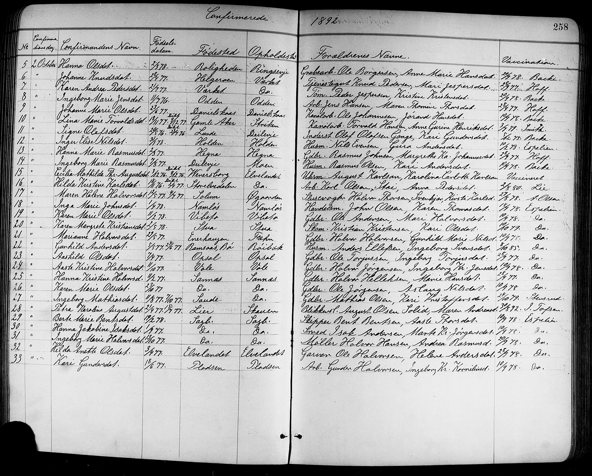 Holla kirkebøker, SAKO/A-272/G/Ga/L0005: Parish register (copy) no. I 5, 1891-1917, p. 258