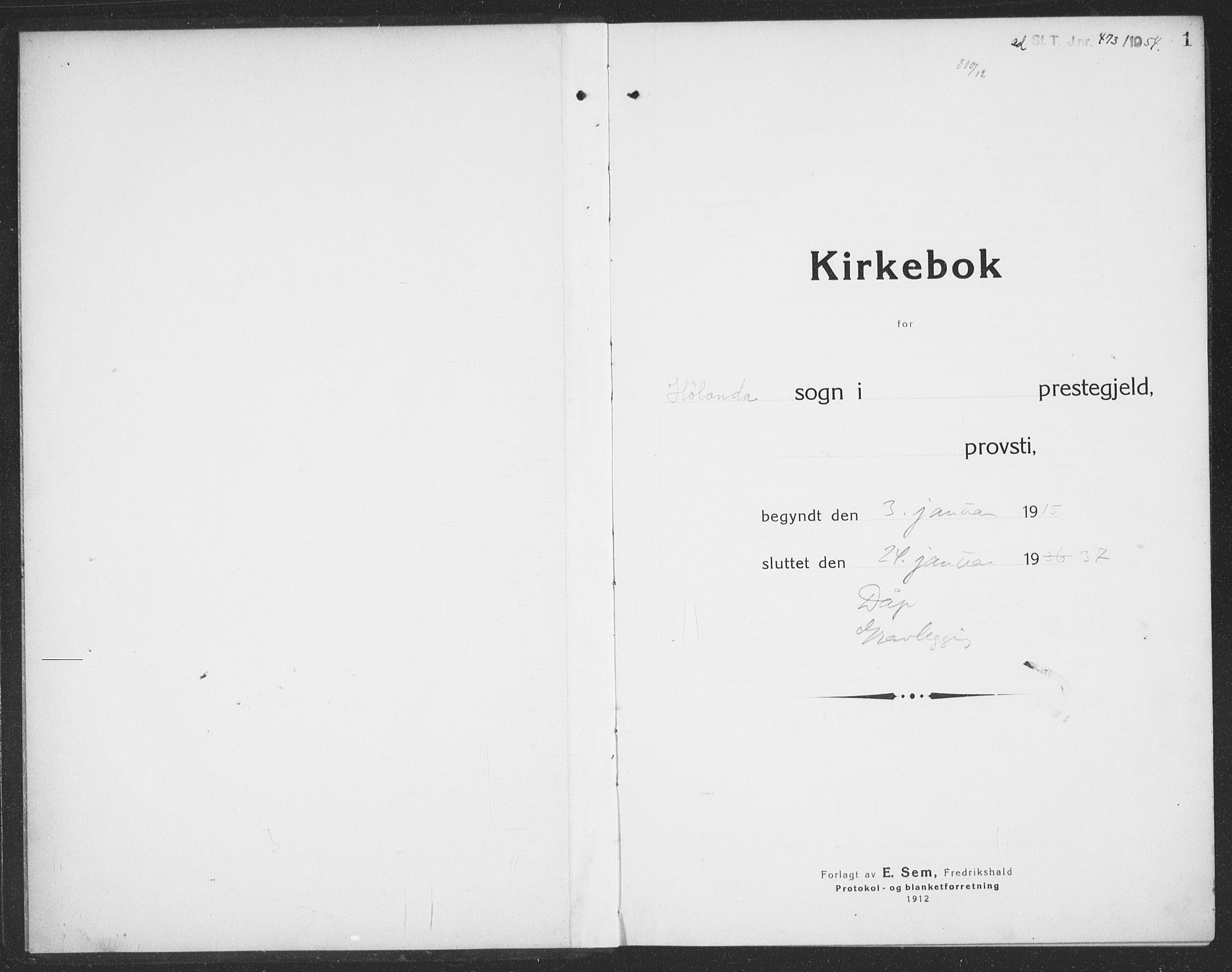 Ministerialprotokoller, klokkerbøker og fødselsregistre - Sør-Trøndelag, SAT/A-1456/694/L1134: Parish register (copy) no. 694C06, 1915-1937, p. 1
